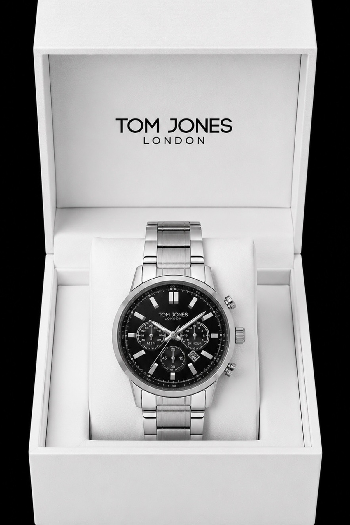 Tom Jones London ERKEK KOL SAAT ORJİNAL ÇELİK GÜMÜŞ SİYAH RENK 3ATM SU GEÇİRMEZ 2 YIL GARANTİLİ FATURALI görsel 2