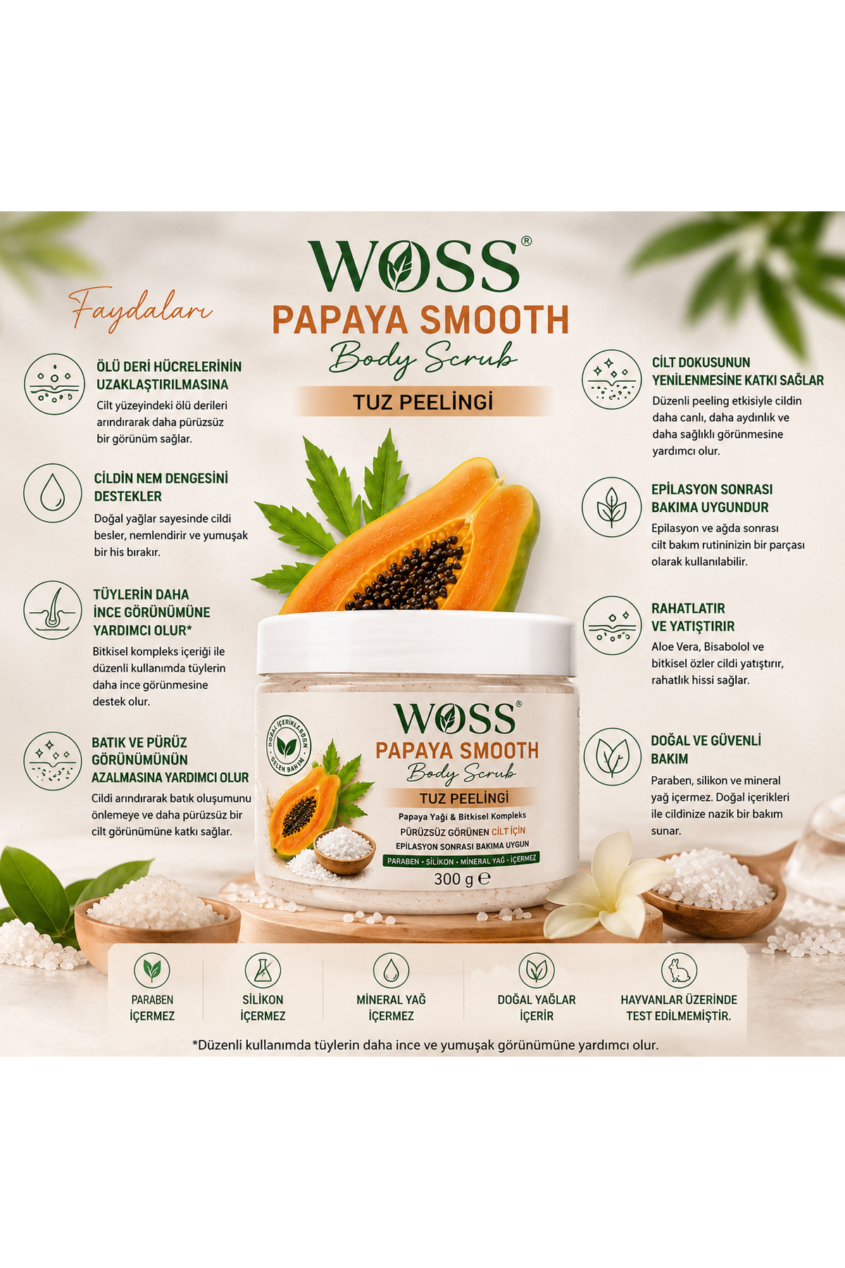 PAPAYA SMOOTH BODY SCRUB 300 G. — WOSS10001 — تصویر 2 از 4