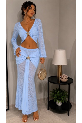 ruyaguneyboutique Gold Aksesuar Detaylı Etek Takım