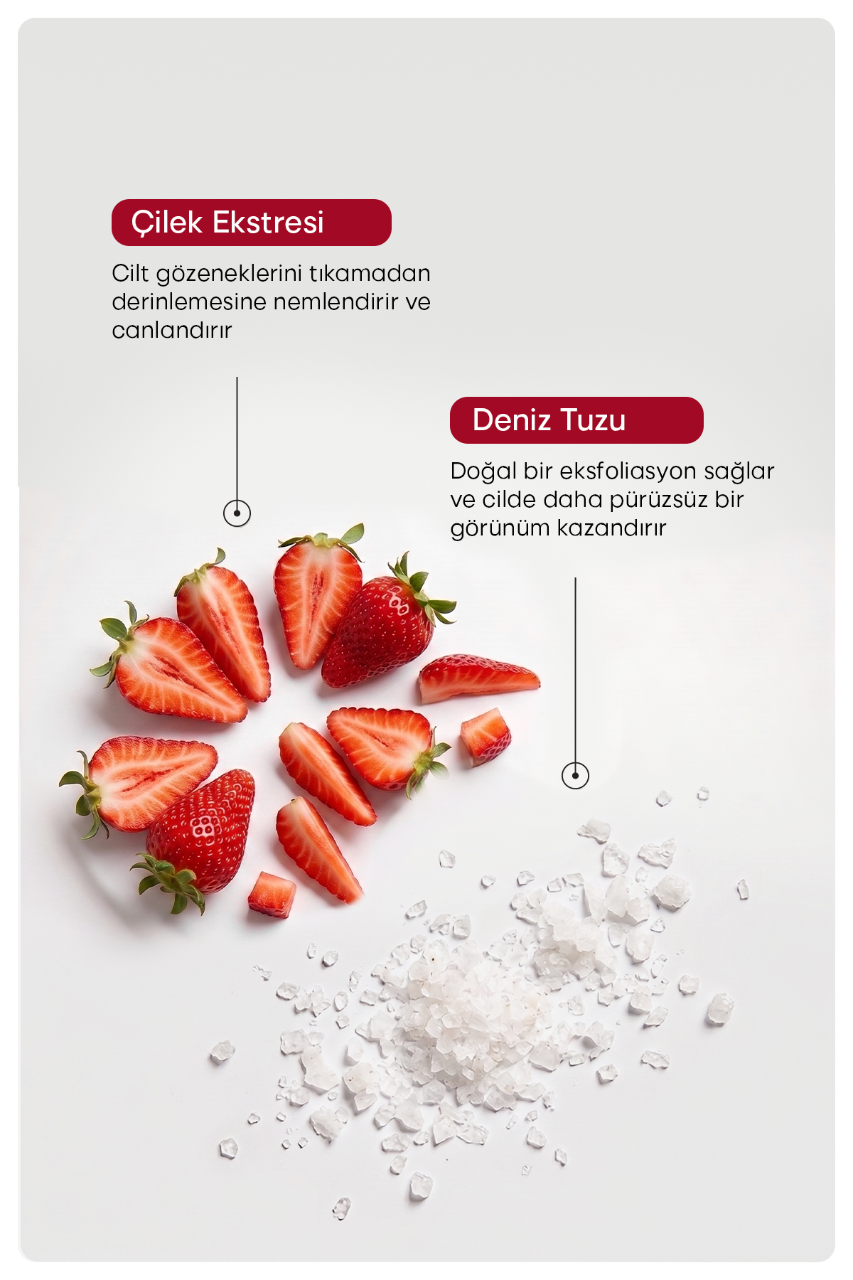 Çilekli Vücut Peelingi Şeker ve Deniz Tuzlu Arındırıcı ve Canlandırıcı Body Scrub 300 gr — 8684790344296 — تصویر 3 از 6