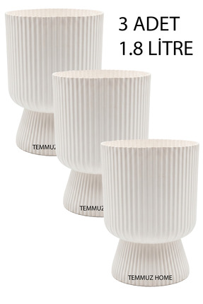 TEMMUZ HOME 3 Adet Lotus Saksı Seti 1.8 Litre Ayaklı Saksı - 19.5 cm X 14 cm ...