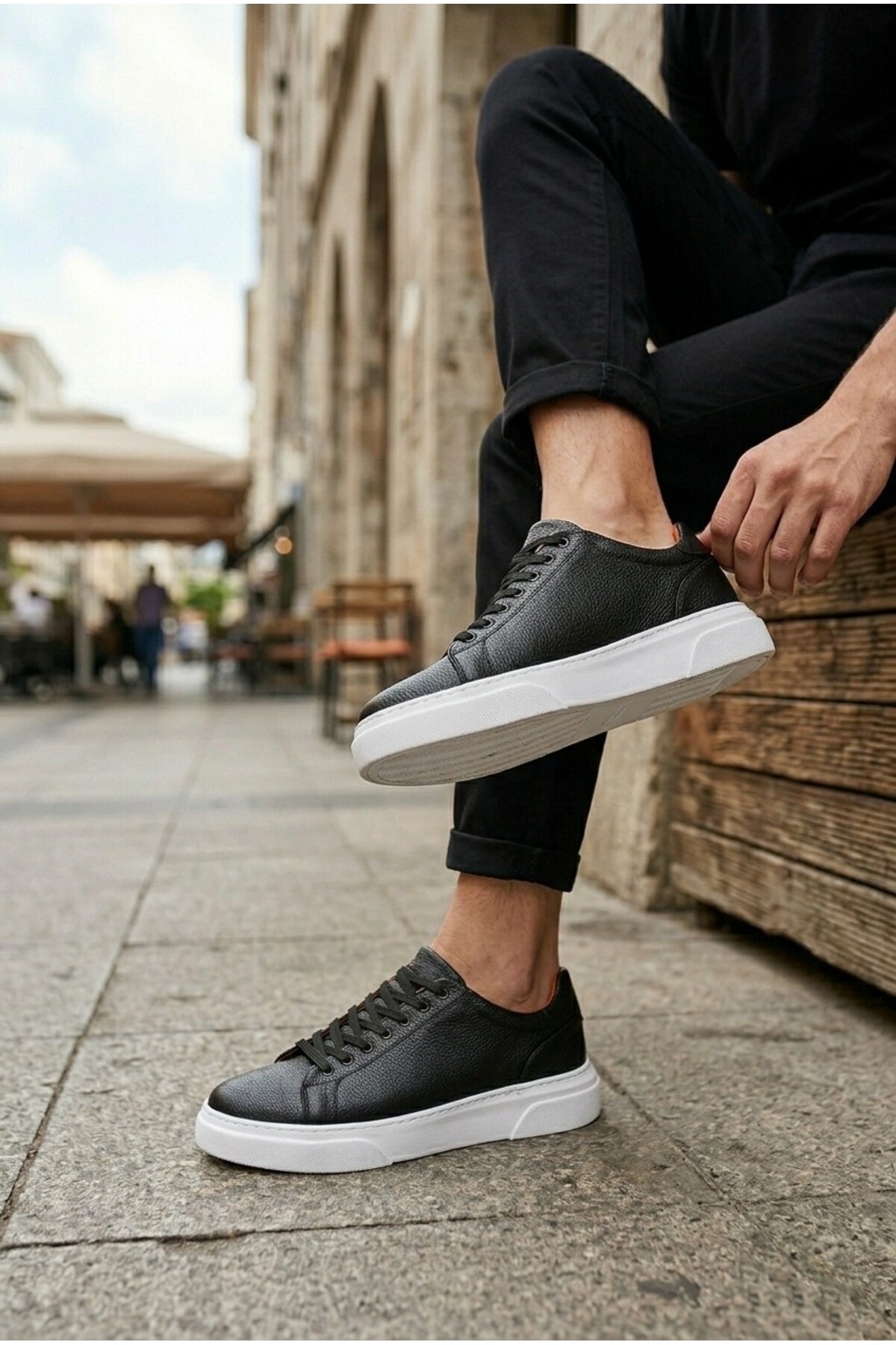 BOA BLF 010 Erkek Sneaker Günlük Casual Spor Ayakkabı Siyah Beyaz Taban görsel 6