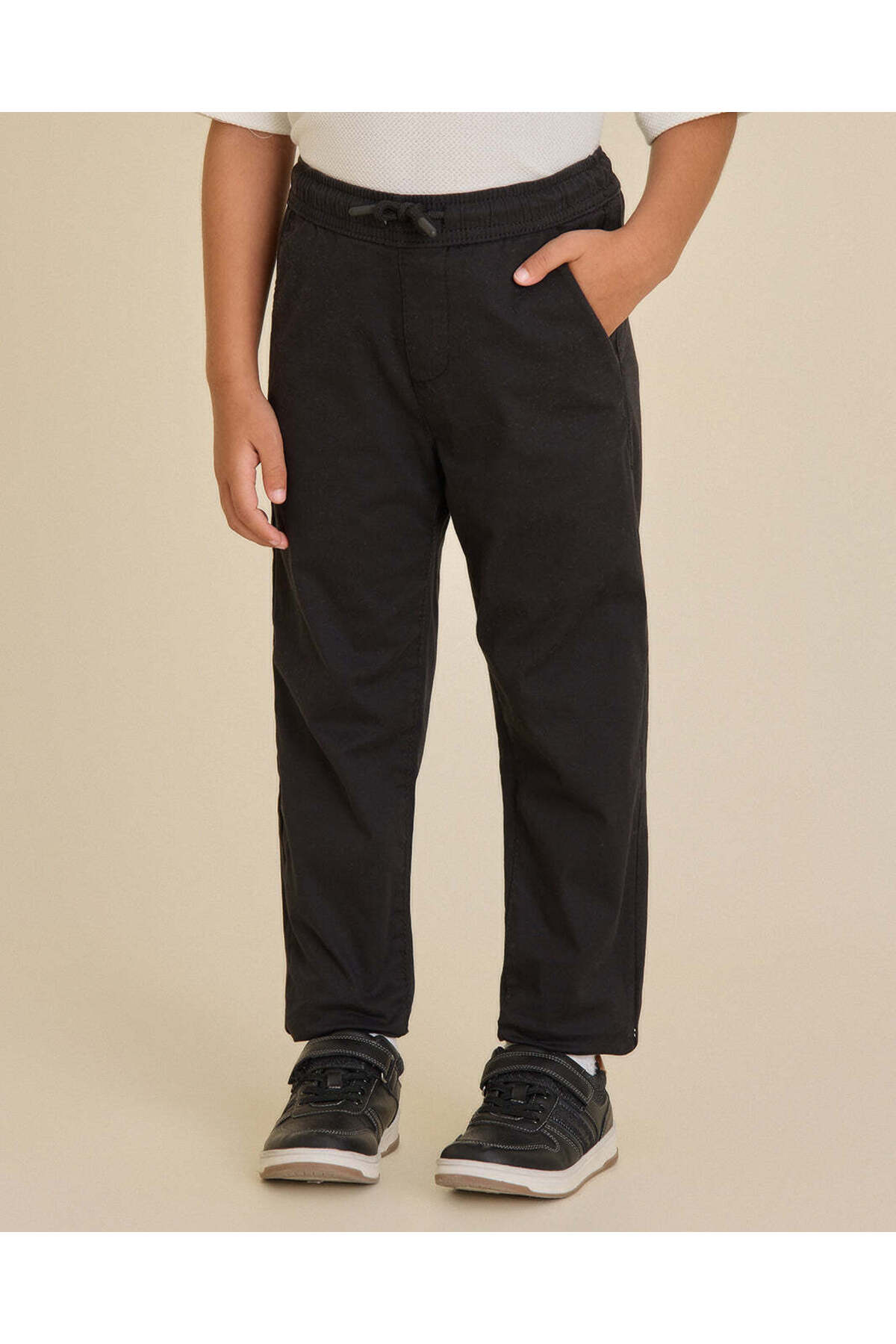 REDTAG Boys Black Pull-On Trousers