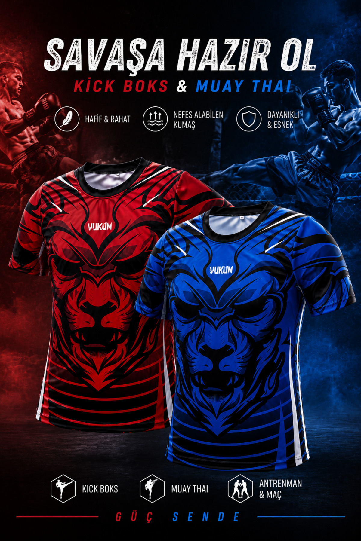 Yukon Muay Thai Tişört Kick Boks Antrenman Tişörtü Dövüş T-Shirt görsel 3