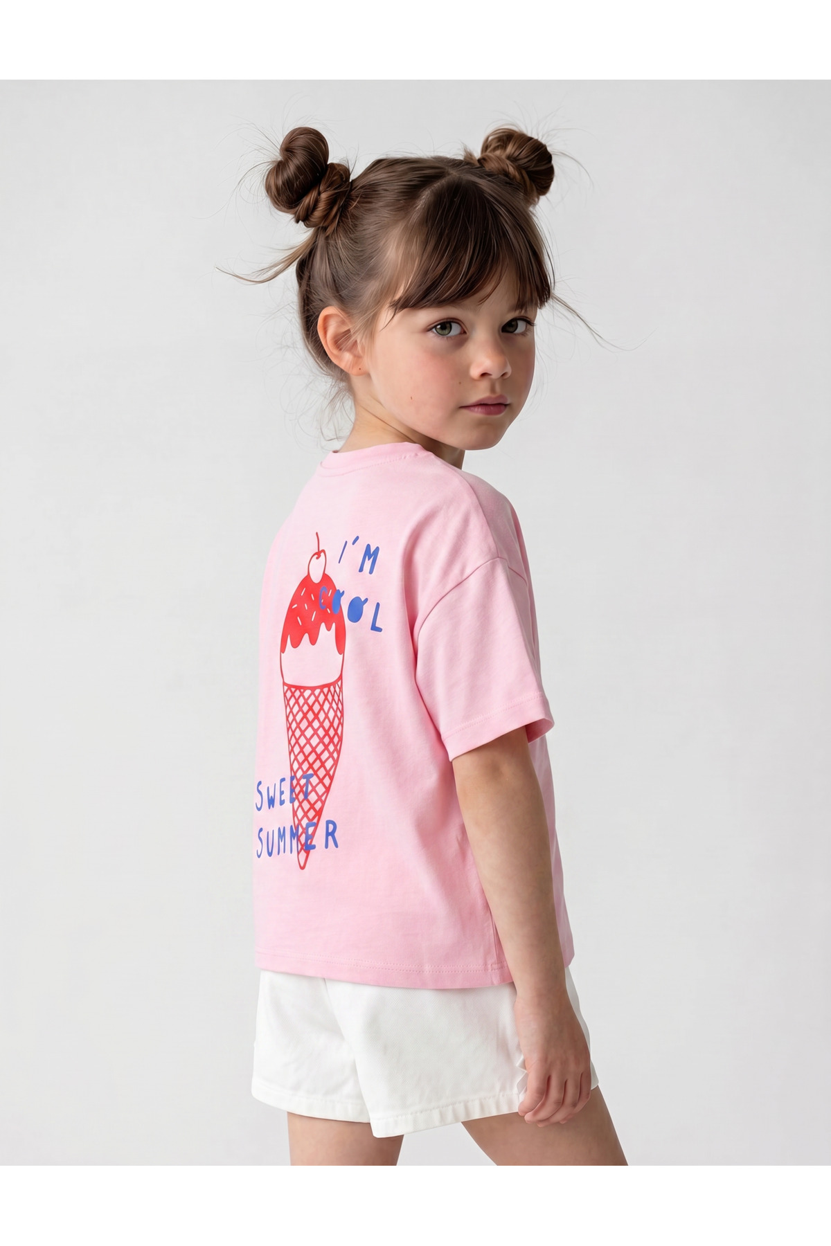 nivo baby Girl's Cherry Vibes Front and Back Printed 100% Cotton Summer T-Shirt Pink