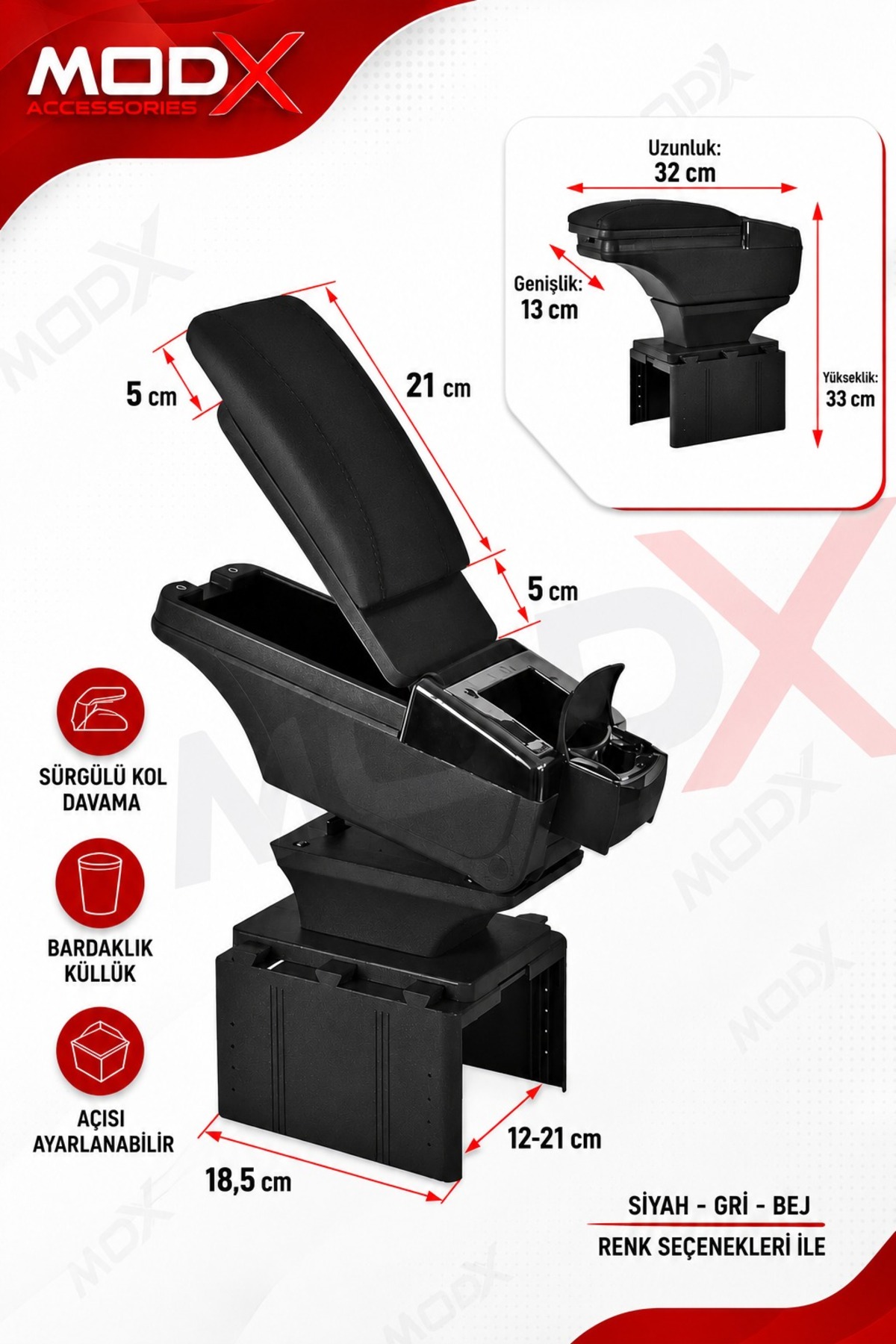 MODxAUTO PEUGEOT 208 2012-2018 UNİVERSAL SÜRGÜLÜ KOLÇAK - KOL