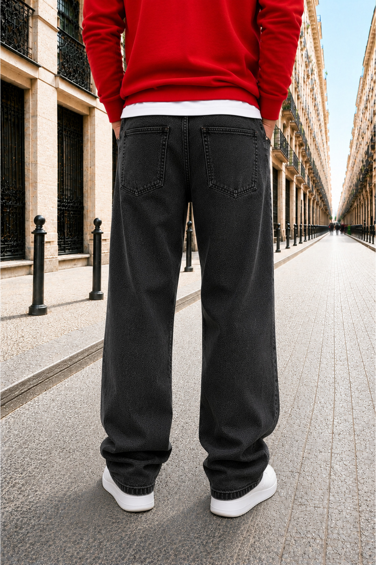 by fiyaka fashion Erkek Baggy Kot Pantalon Bol Kesim Rahat Kullanım görsel 6