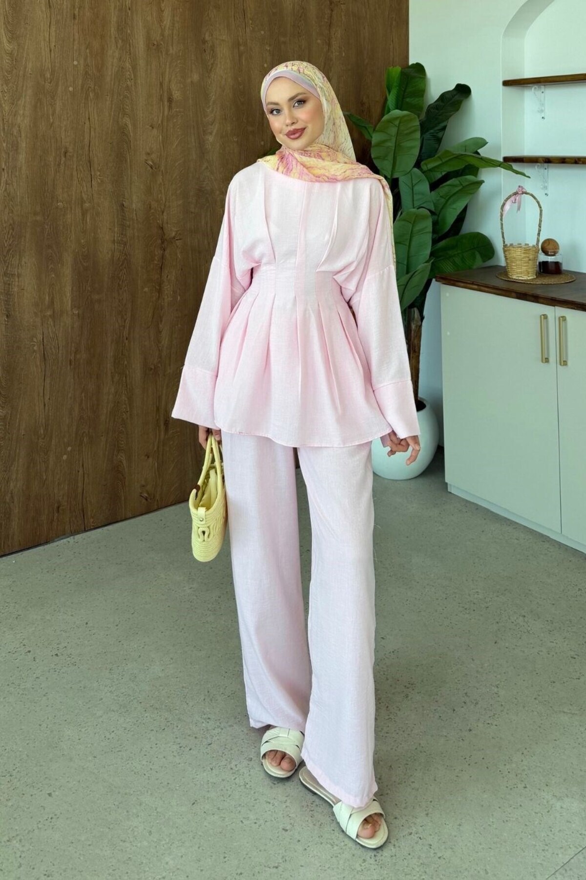 Şulemoda Giyim Nilda Linen Set Pink