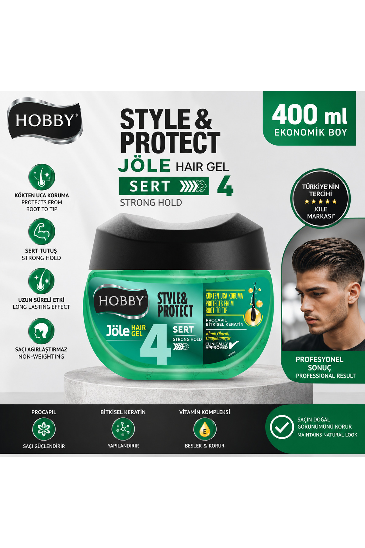 Hobby Saç Jölesi Style Protect Sert Tutuş 400 ml Yeni Paket — NCF--Sert400