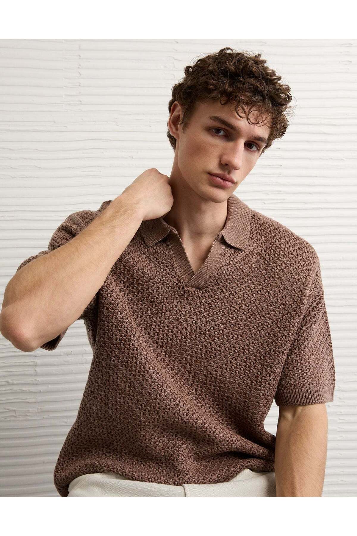 American Eagle AE Short-Sleeve Sweater Polo