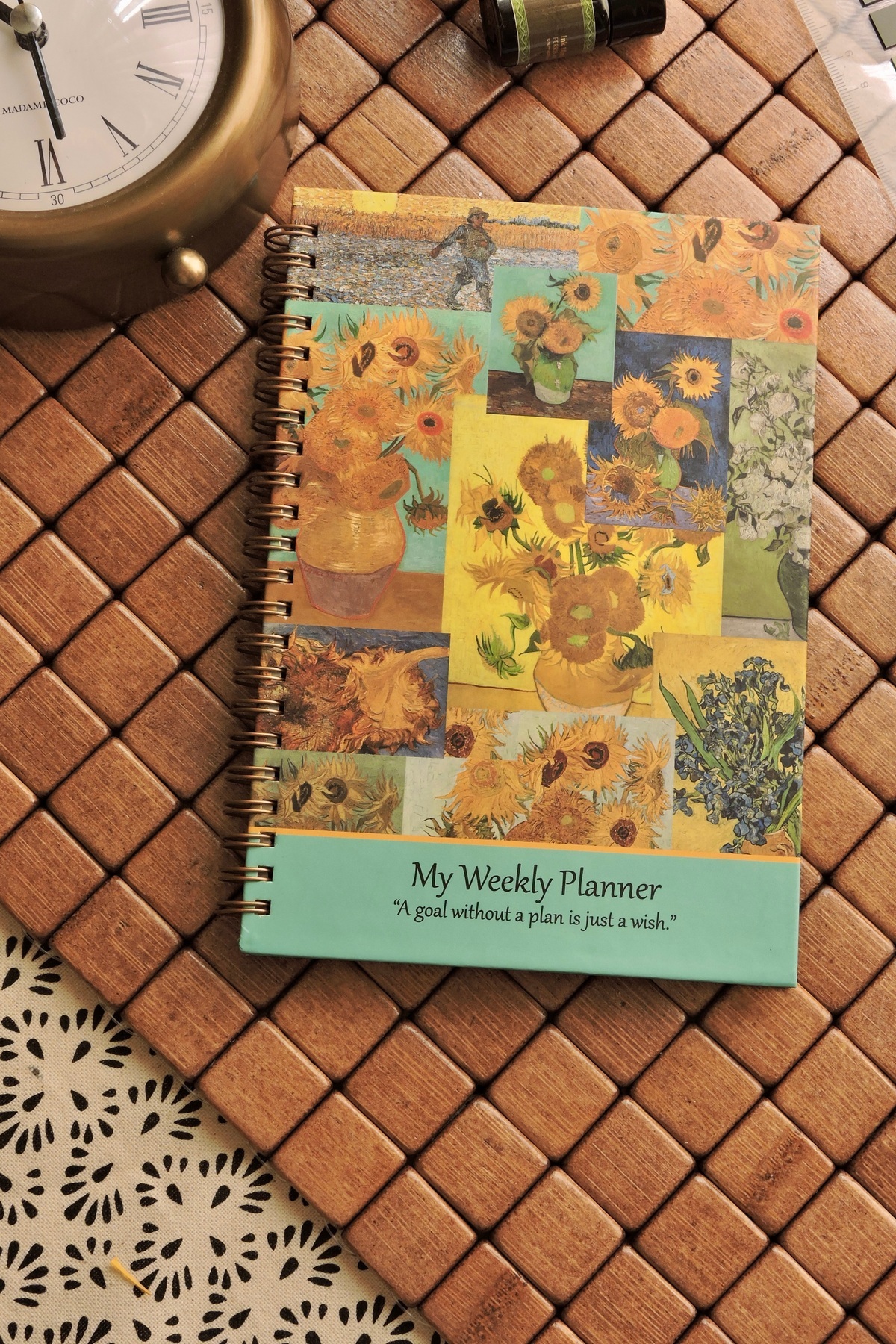 Nova Crafts Van Gogh Spiralli Ajanda Ayçiçekleri Kolaj Etkinlikli Süresiz Ajanda / Planner / Sert Kapak