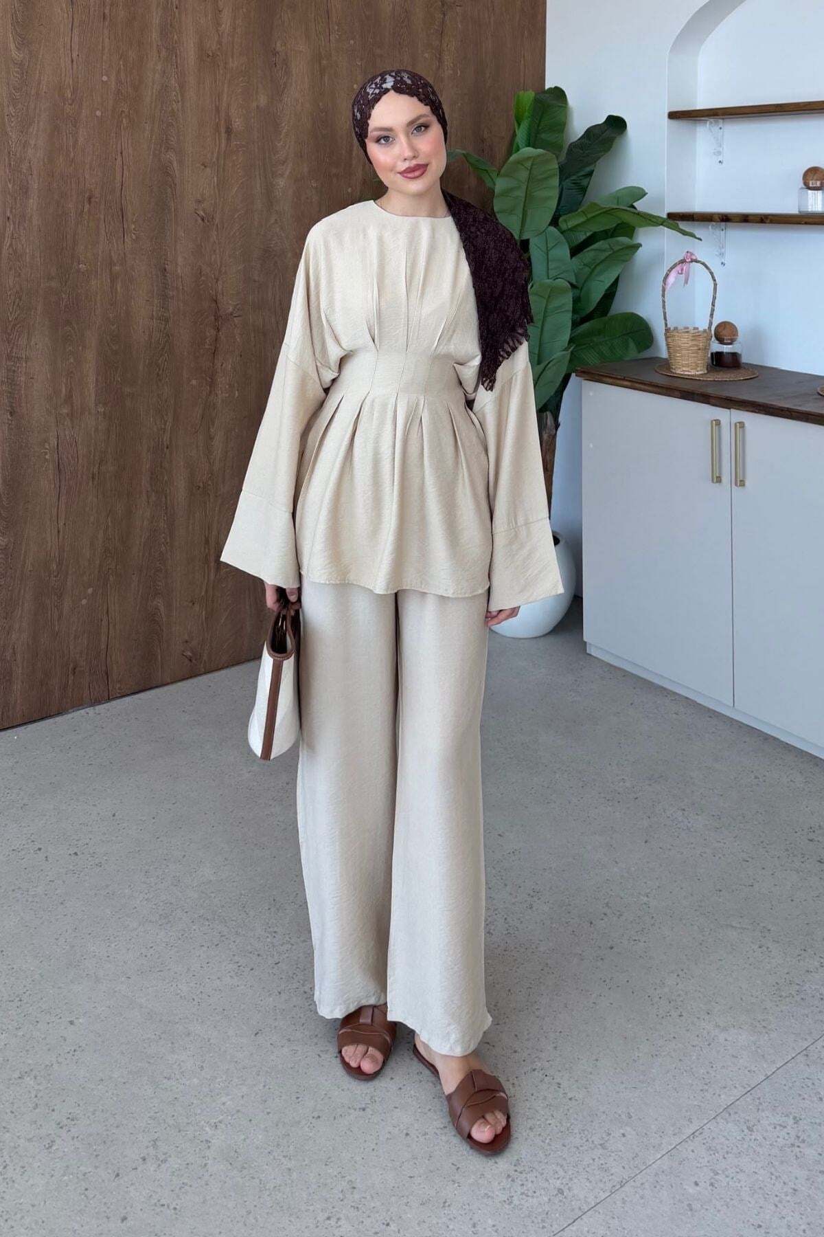 Hazamoda Nilda Linen Set Beige