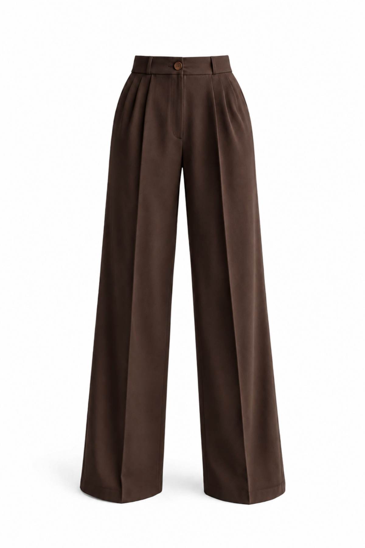 Pleated High Waist Lycra Woven Palazzo Pants 4074 Brown
