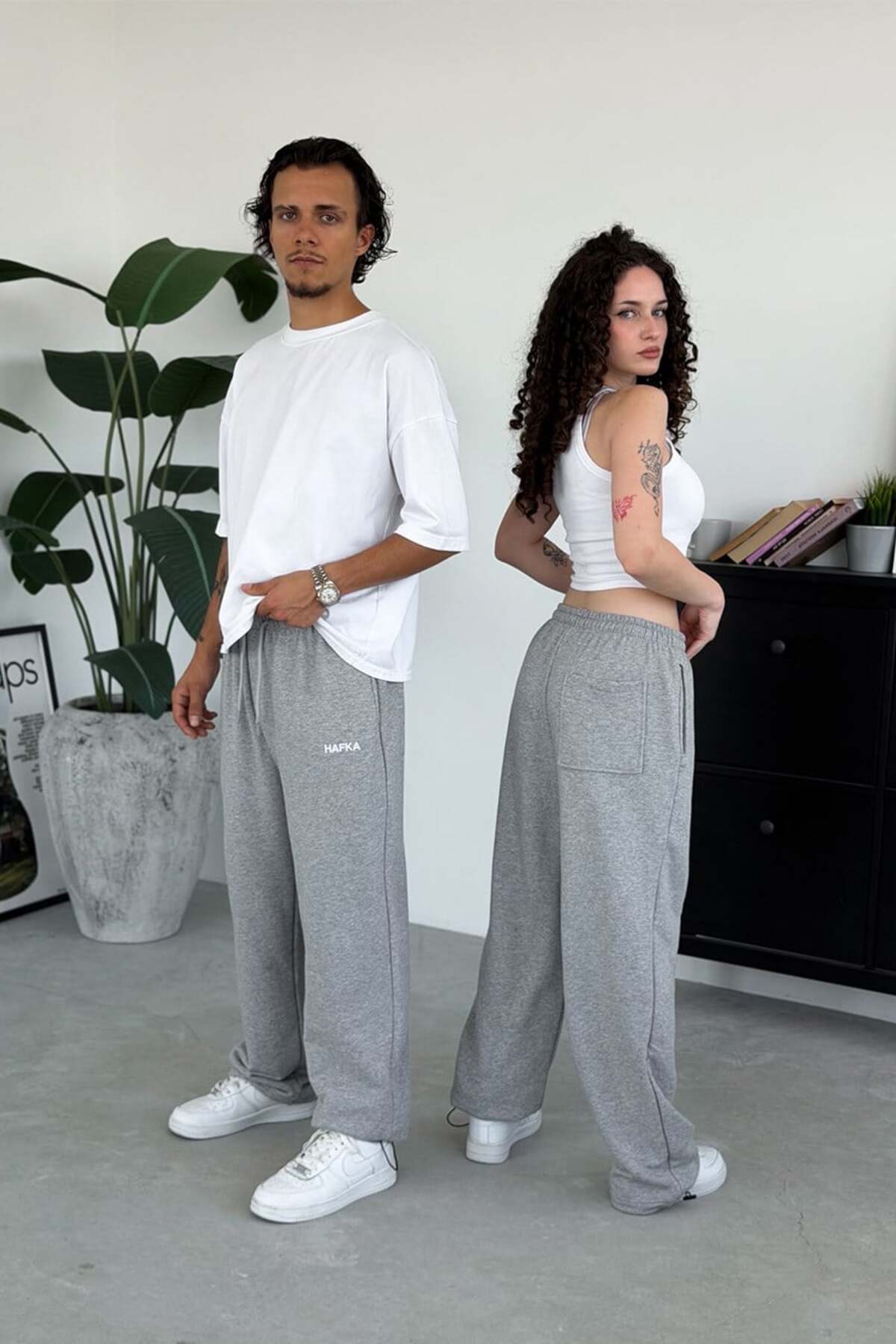 Gri Nakışlı Premium Ayarlanabilir Paça Yazlık Baggy Eşofman — خاکستری HF0073-OP-Y — تصویر 3 از 7