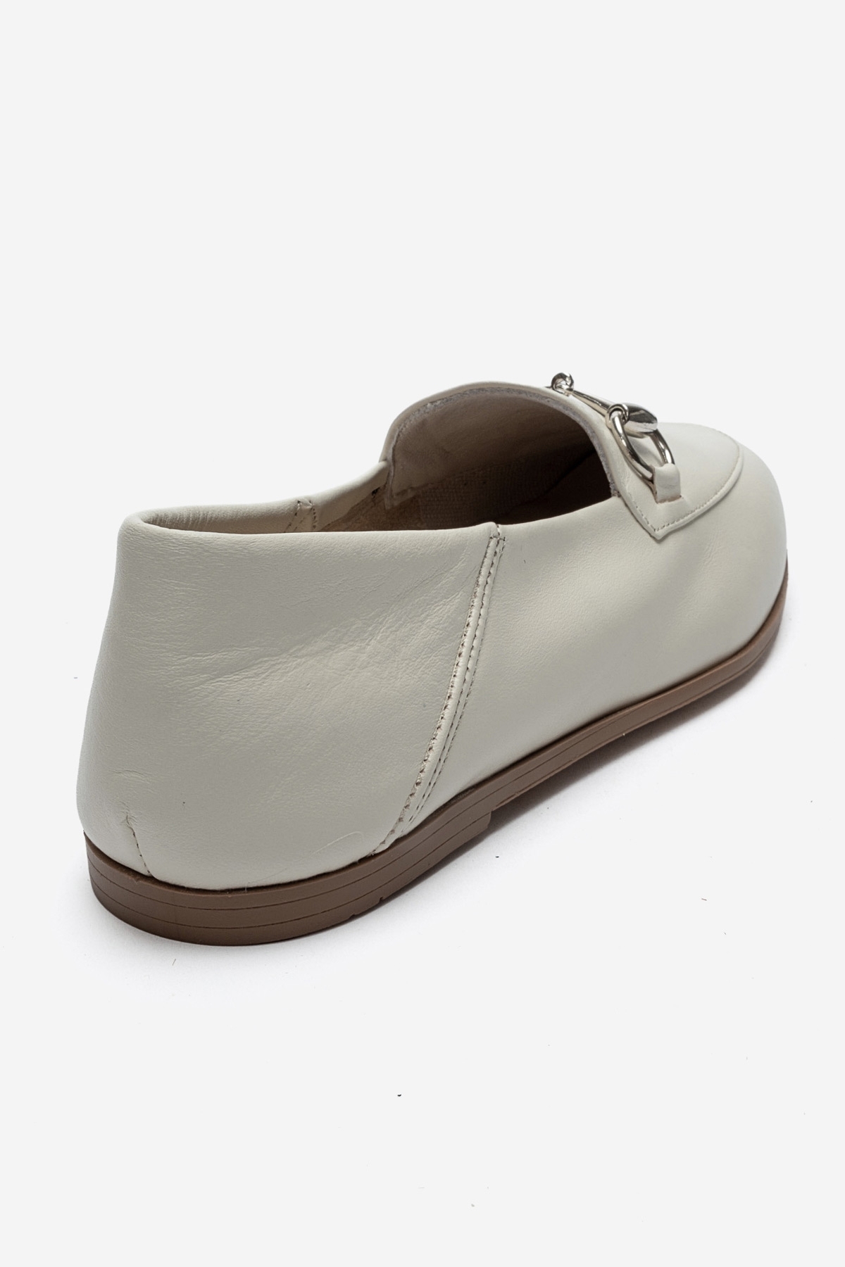 LuviShoes F03 Krem Cilt Hakiki Deri Kadın Loafer Ayakkabı görsel 5