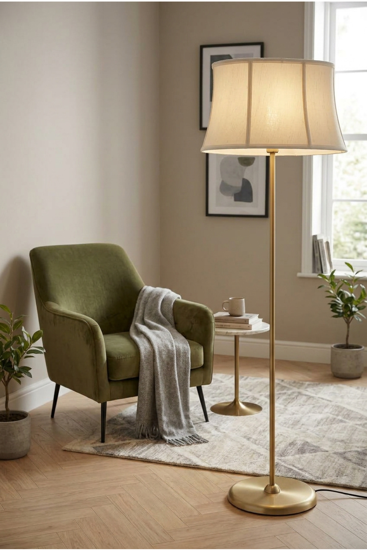 Lite Conic Gold Lampader – Modern and Stylish Design with Tall Oval Cream Cap