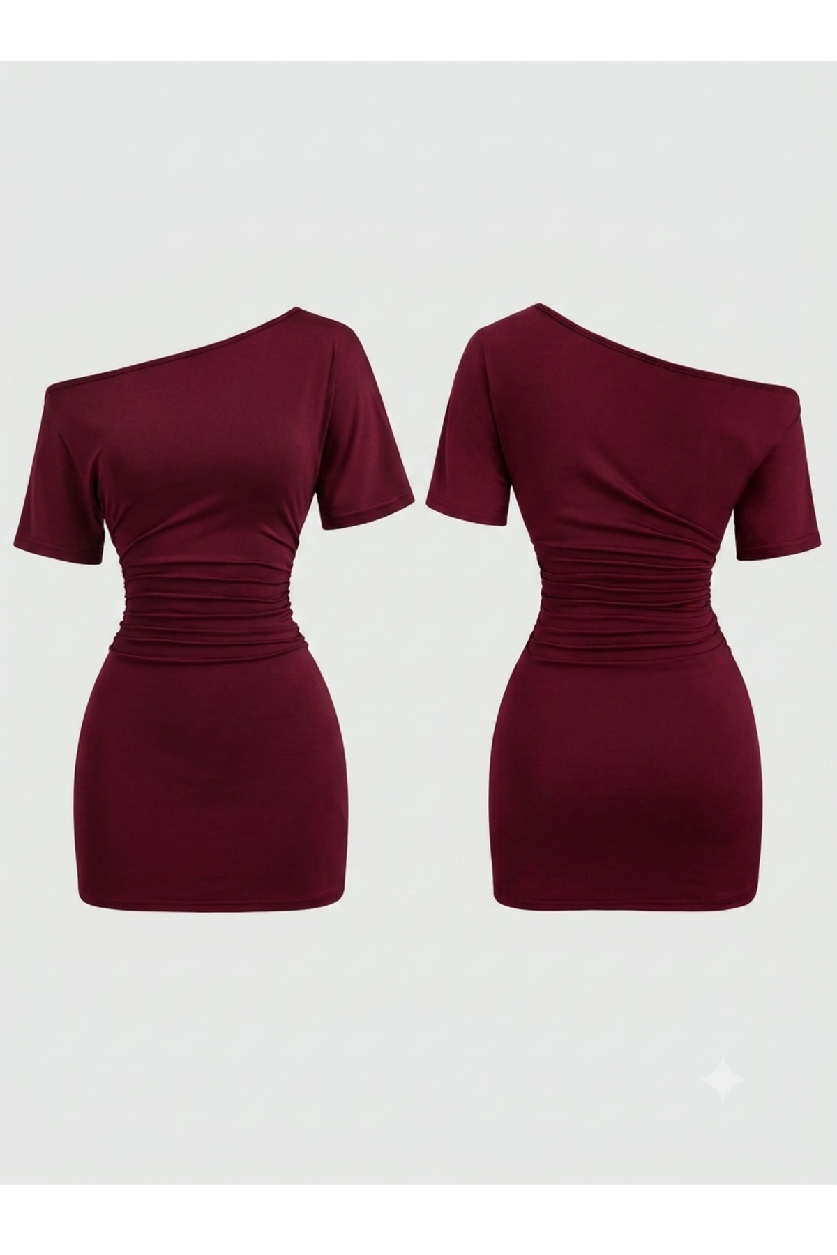 Low Shoulder Shirr Detailed Mini USA TRENDS Dress - DO385421