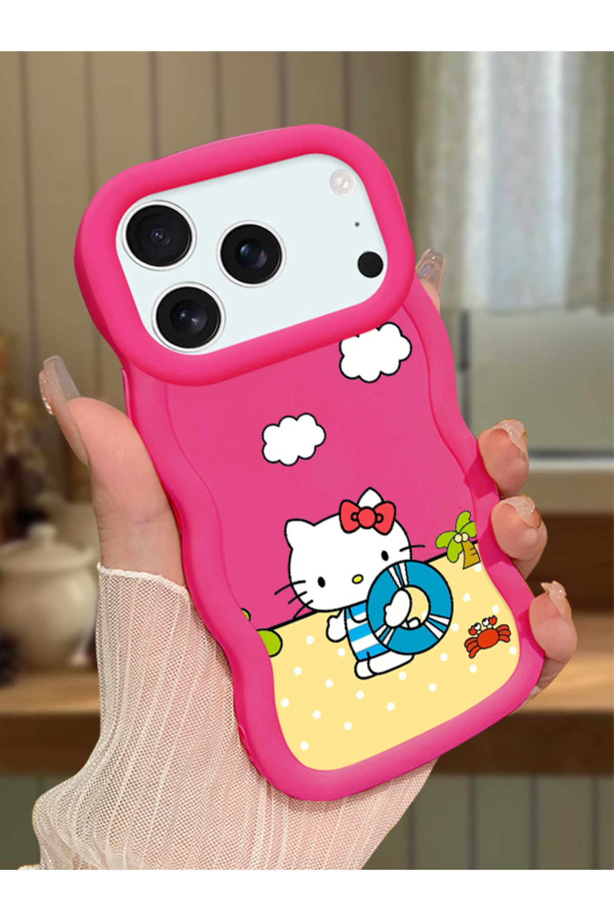 iPhone 17 Pro Max Compatible Case Camera Protector Red Silicone Couple Phone Case Kitty Pattern