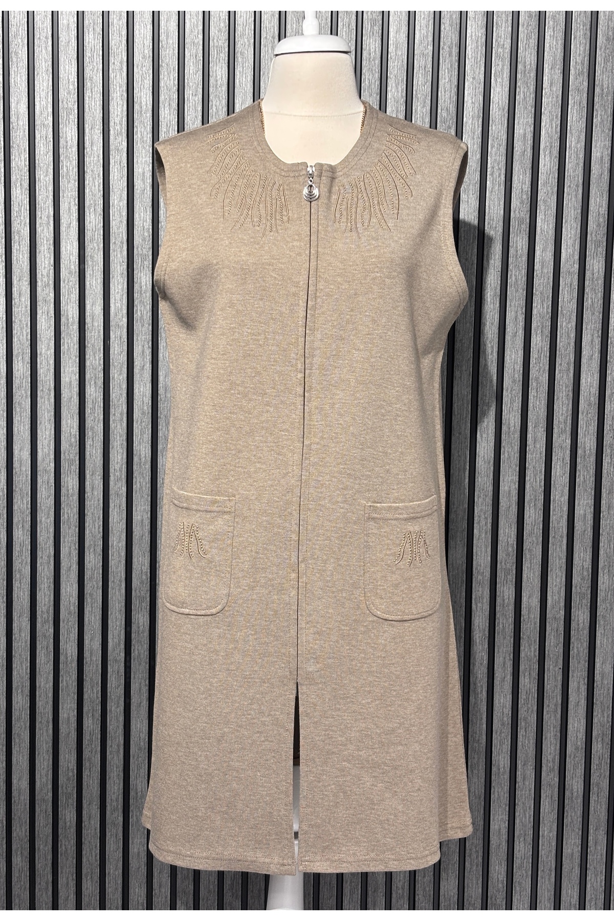 トップス L'Appartement Lisiere Wool Long Vest Özenli Triko Steel Knit Zippered Long Tunic Mother's Vest - Trendyol