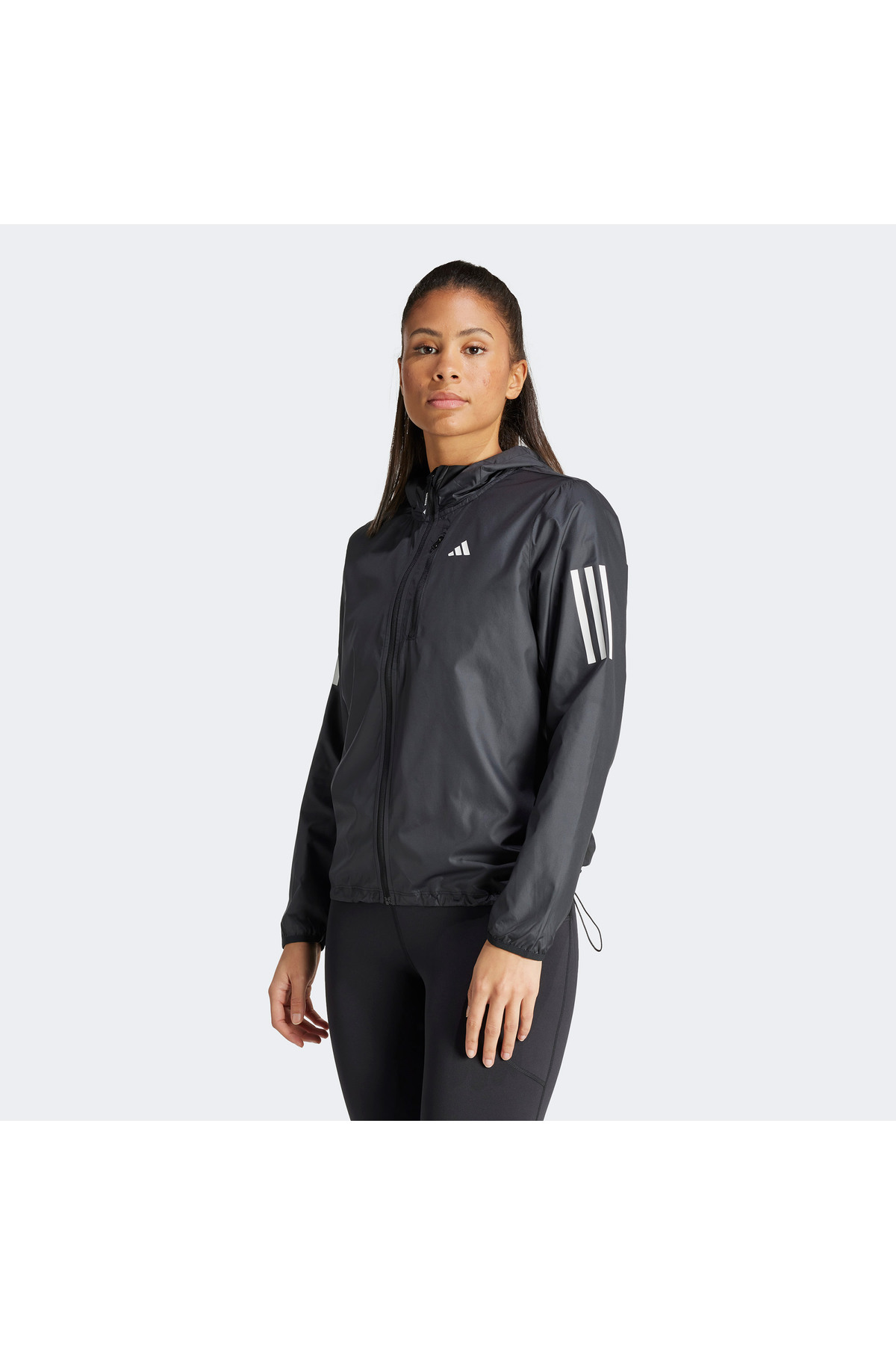 adidas Own The Run 3 Kadın Siyah Koşu Ceketi görsel 2