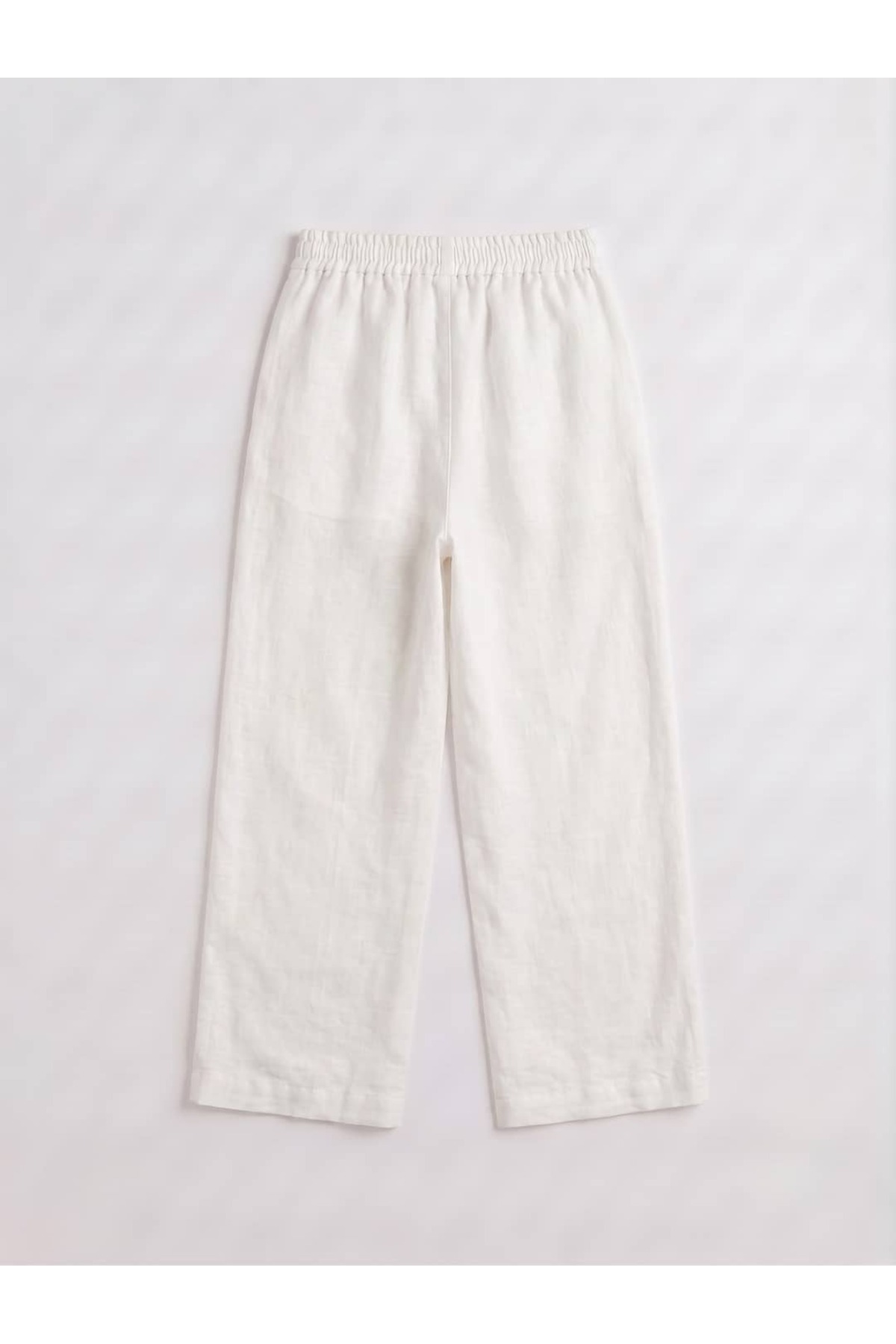 Astarlı Düğmeli Oversize Beyaz Keten Takım 8