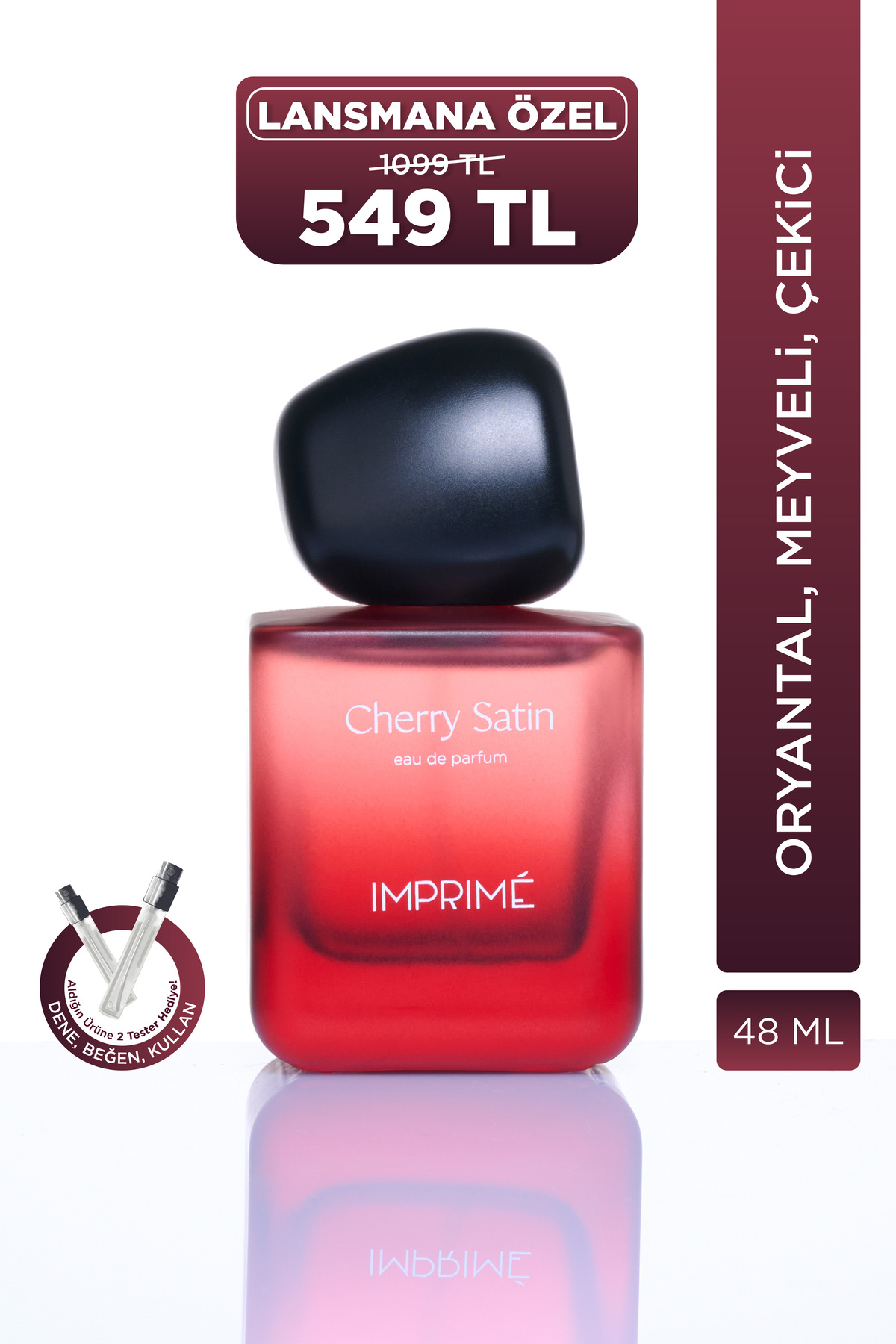 Imprime Cherry Satin EDP Kadın Parfüm 48 ML | Oryantal & Meyveli | Kiraz, Kaş...