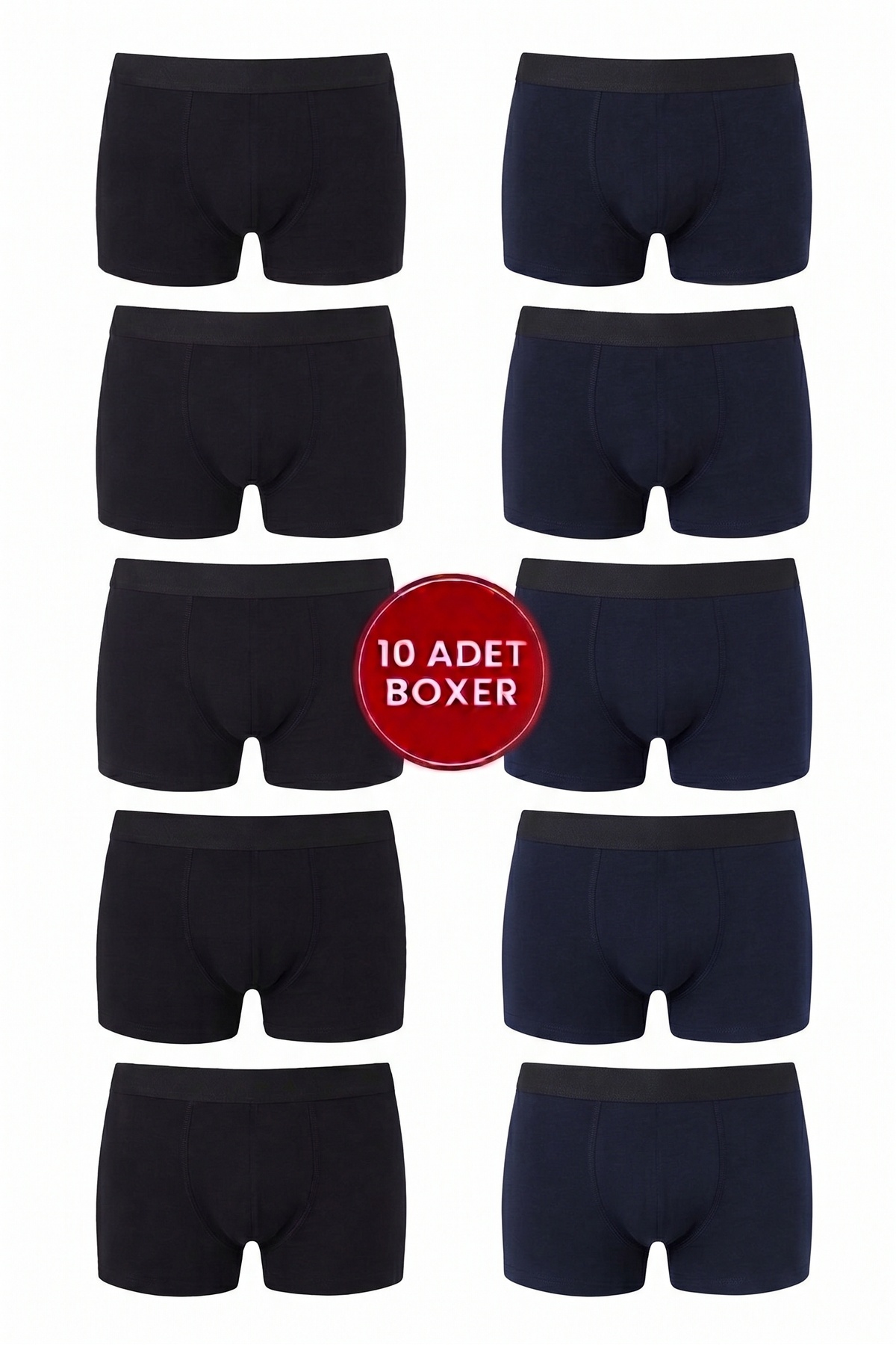 NACAR STORE Erkek 10'lu Paket Pamuklu Likralı Karışık Renk Esnek Kumaş Boxer