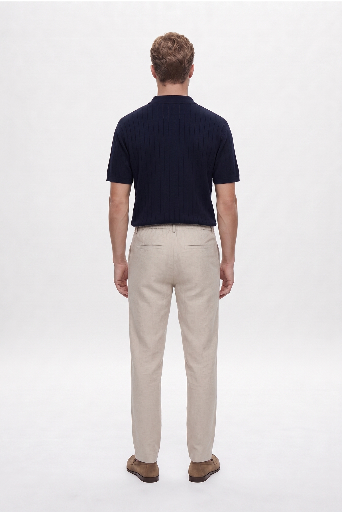 D'S Damat Ds Damat Comfort Fit Bej Keten Karışımlı Chino Pantolon görsel 3
