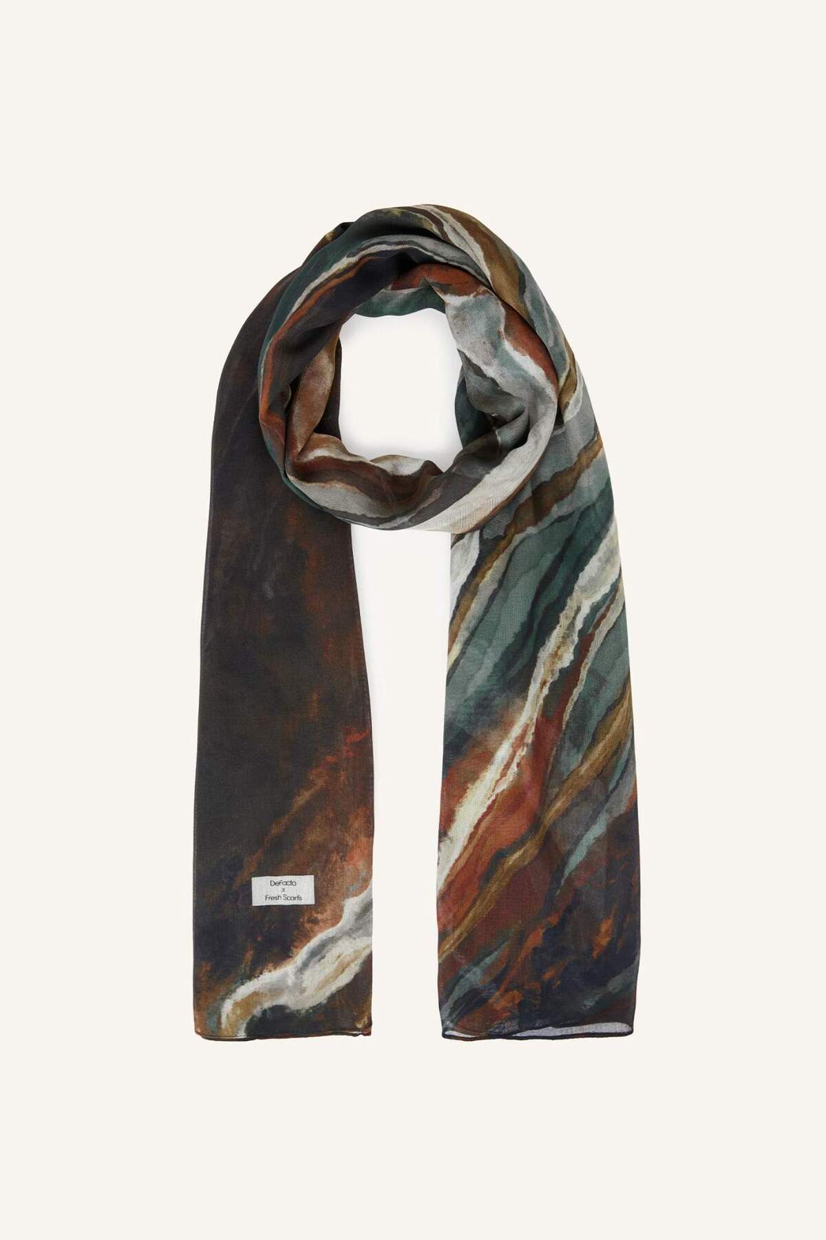 DeFacto Fresh Scarfs X DeFacto Ocean Batik Keten Karışımlı Şal I1749AX26SM görsel 6