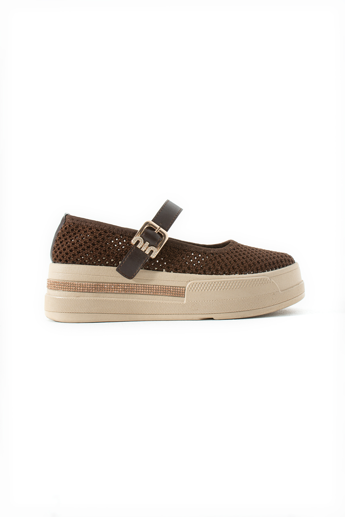 Mamito Ayakkabı MDL 1017 Taş Detaylı Tokalı Triko Loafer görsel 2