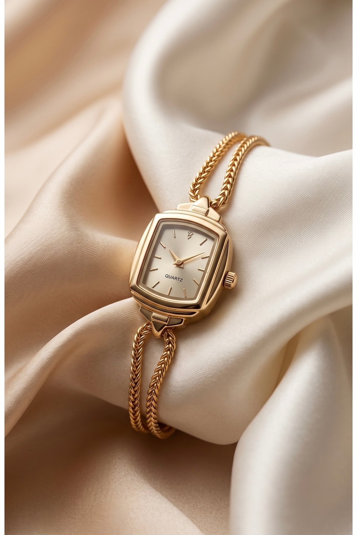 KLISHE Butik Kadın Çelik Saat Gold Renk Vintage Old Money Premium Luxury Zarif Şık Kadın Kol Saati | Limited Edition 2026 görsel 5