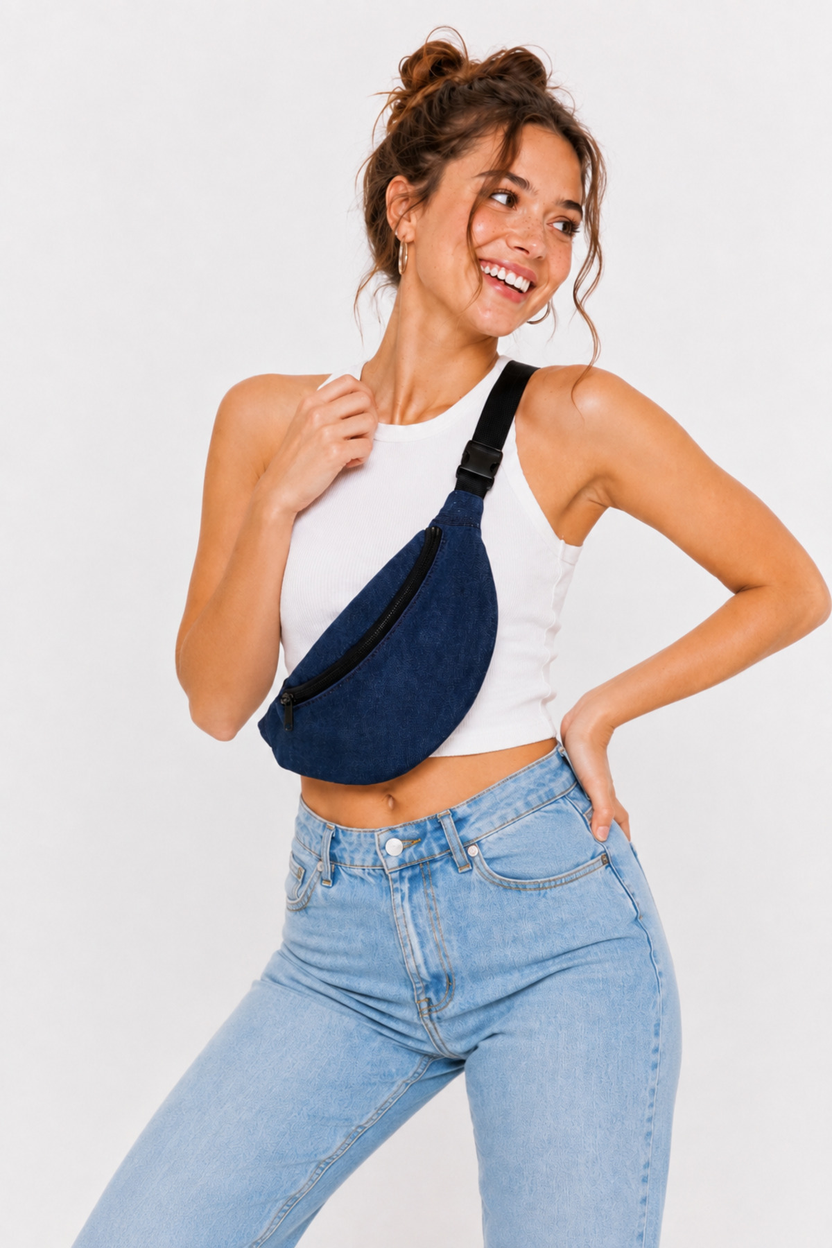 MARLENE KLAR Unisex Kot Kumaş Bel ve Omuz Çantası 30X15cm görsel 2