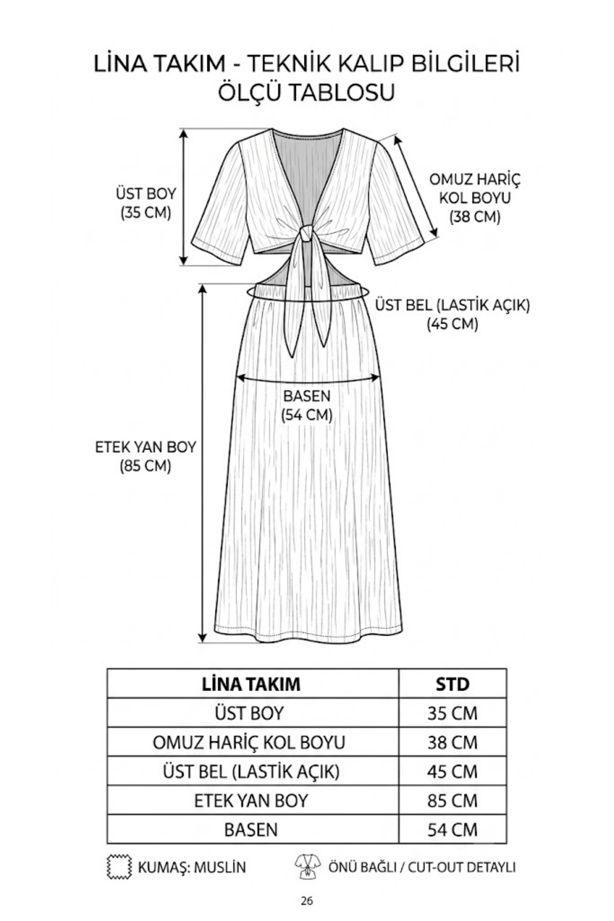 Lina Serisi Ekru V Yaka Cut-Out Detaylı Yazlık Müslin Takım