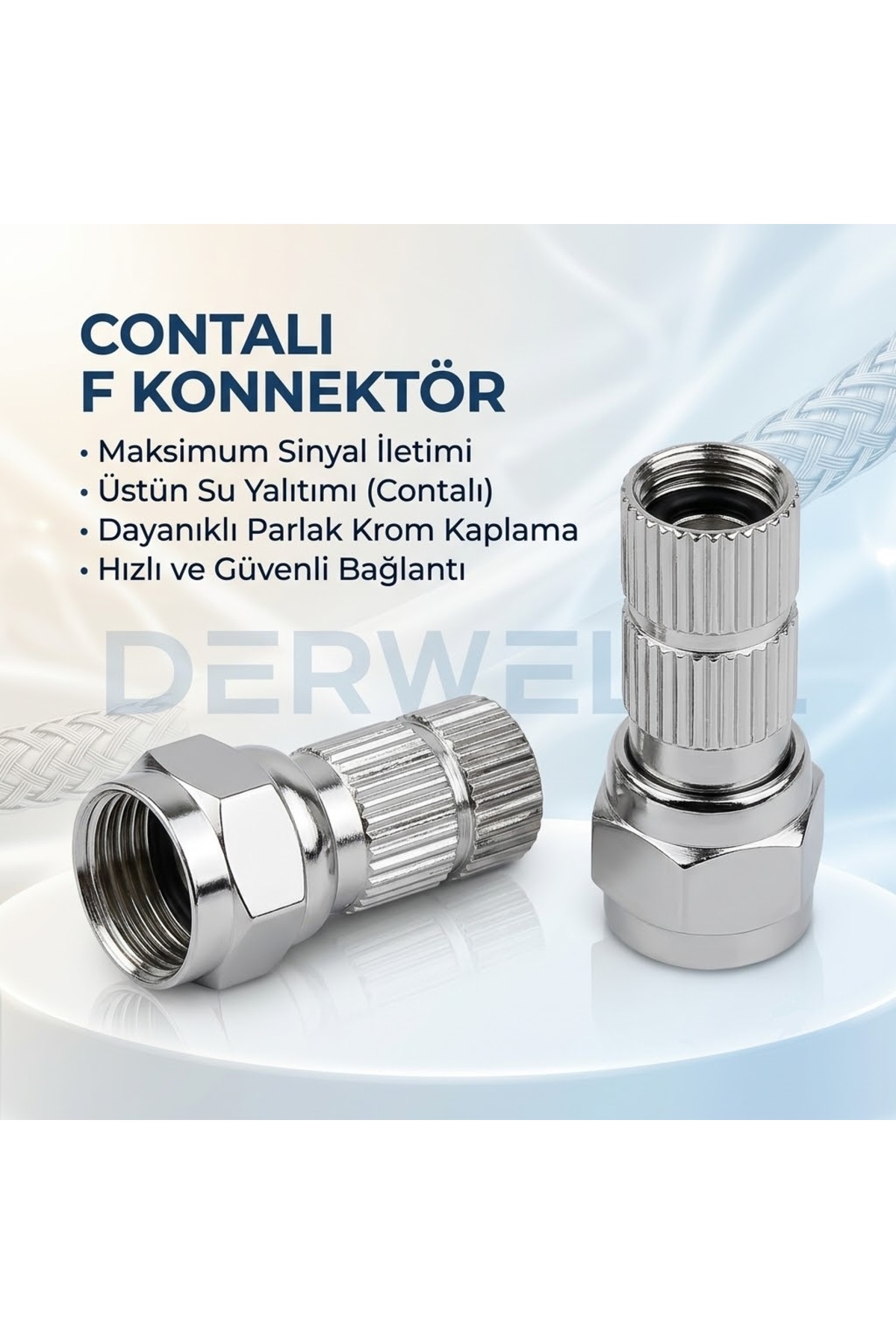 1 Adet Siyah İç Contalı Premium F Konnektör RG6 Uydu Anten Koaksiyel Kablo Ucu Konnektörü Televizyon Dağıtıcı Santral LNB Bağlantı Ek Aparatı O-Ring Sızdırmazlık Teknolojili Mukavemetli Metal Jak