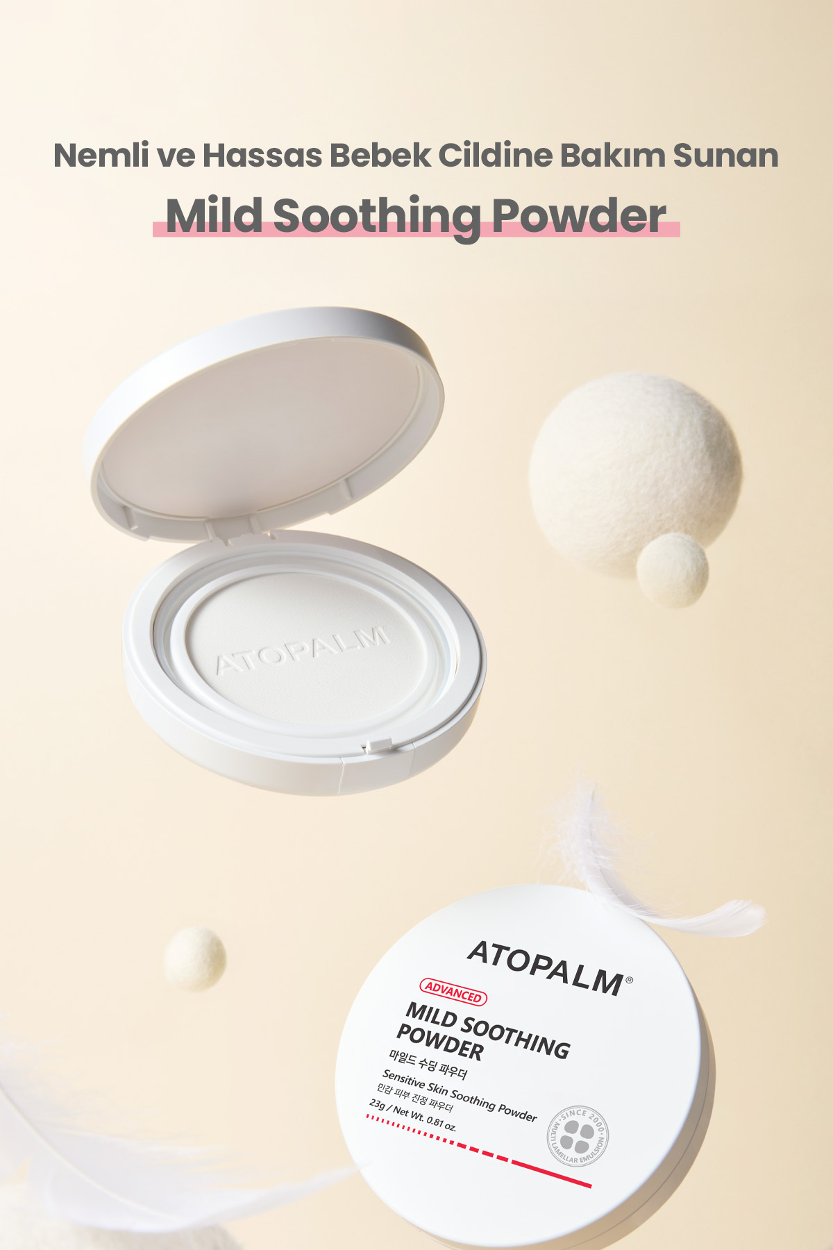 Yenidoğanlara Özel, Talk İçermeyen Temiz İçerikli Kompakt Bebek Pudrası Mild Soothing Powder — 9725 — تصویر 9 از 9