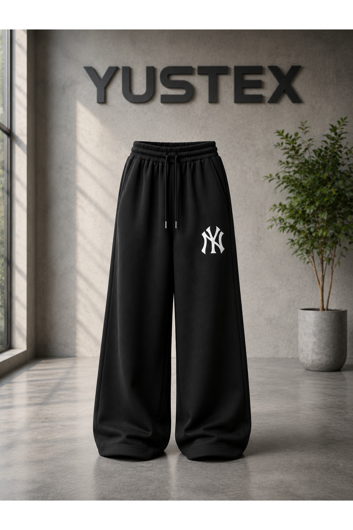 yx yustex sport 3 ADET NY BASKILI EŞOFMAN ALTI (SİYAH - GRİ ve LACİVERT) BOL PAÇA EŞOFMAN görsel 4