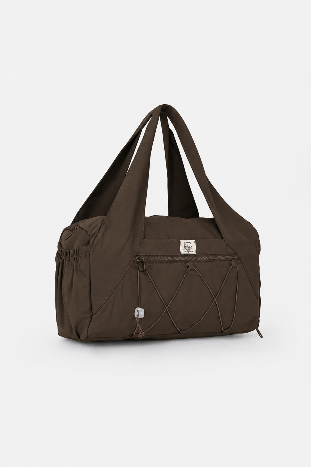 ICONE BAG Unisex Spor ve Yoga Çantası, Çok Cepli, Ayakkabı Bölmeli, Lastik Detaylı, Fermuarlı Ön Cep, Kahverengi Spor Çanta görsel 2