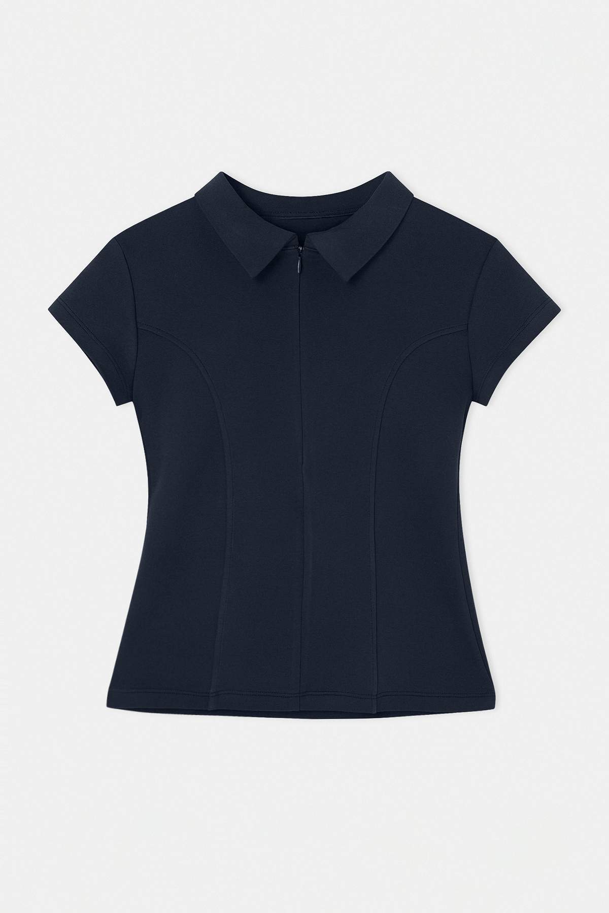 Drop by Trendyolmilla Lacivert Gömlek Yaka Fermuarlı Kısa Kol Body TDRSS26BD00006