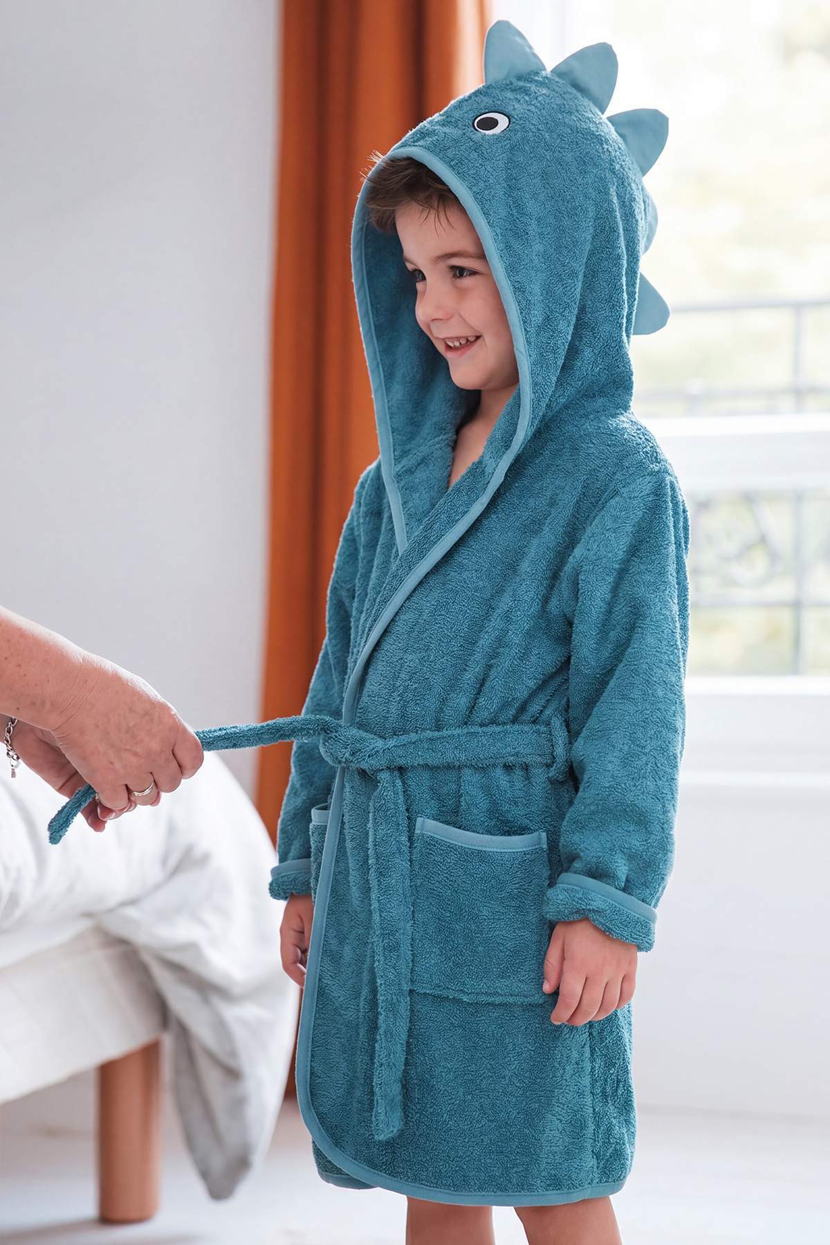Trendyol Home Green Dinosaur Figured Boy's Bathrobe Tphss26Oz00004
