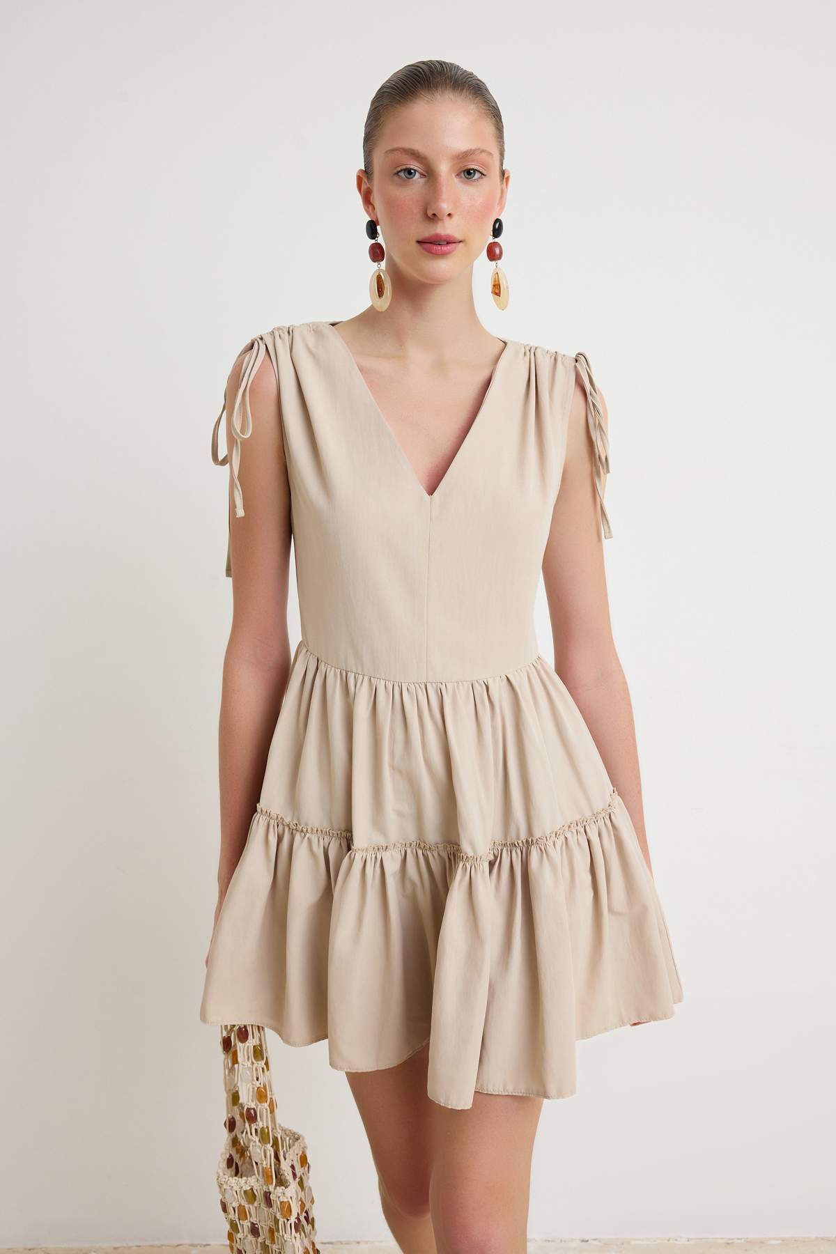 Trendyolmilla Taş Düz Kısa / Mini Dokuma Elbise TWOSS26EL00829