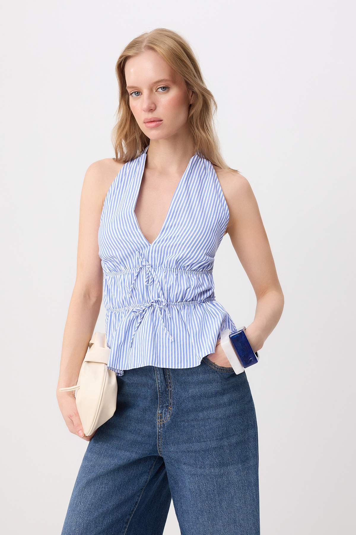 Trendyolmilla Mavi Dokuma Alt&Üst Bluz TWOSS26BZ00689