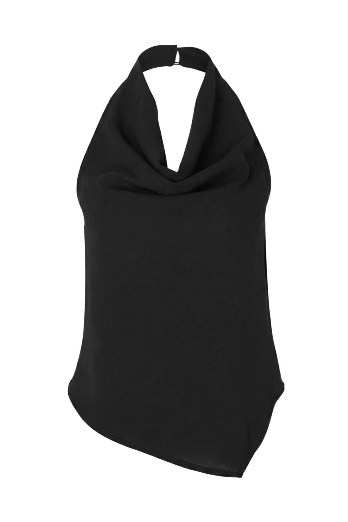 Trendyolmilla Siyah Degaje Yaka Sırt Dekolteli Dokuma Krep Bluz TWOSS26BZ00408