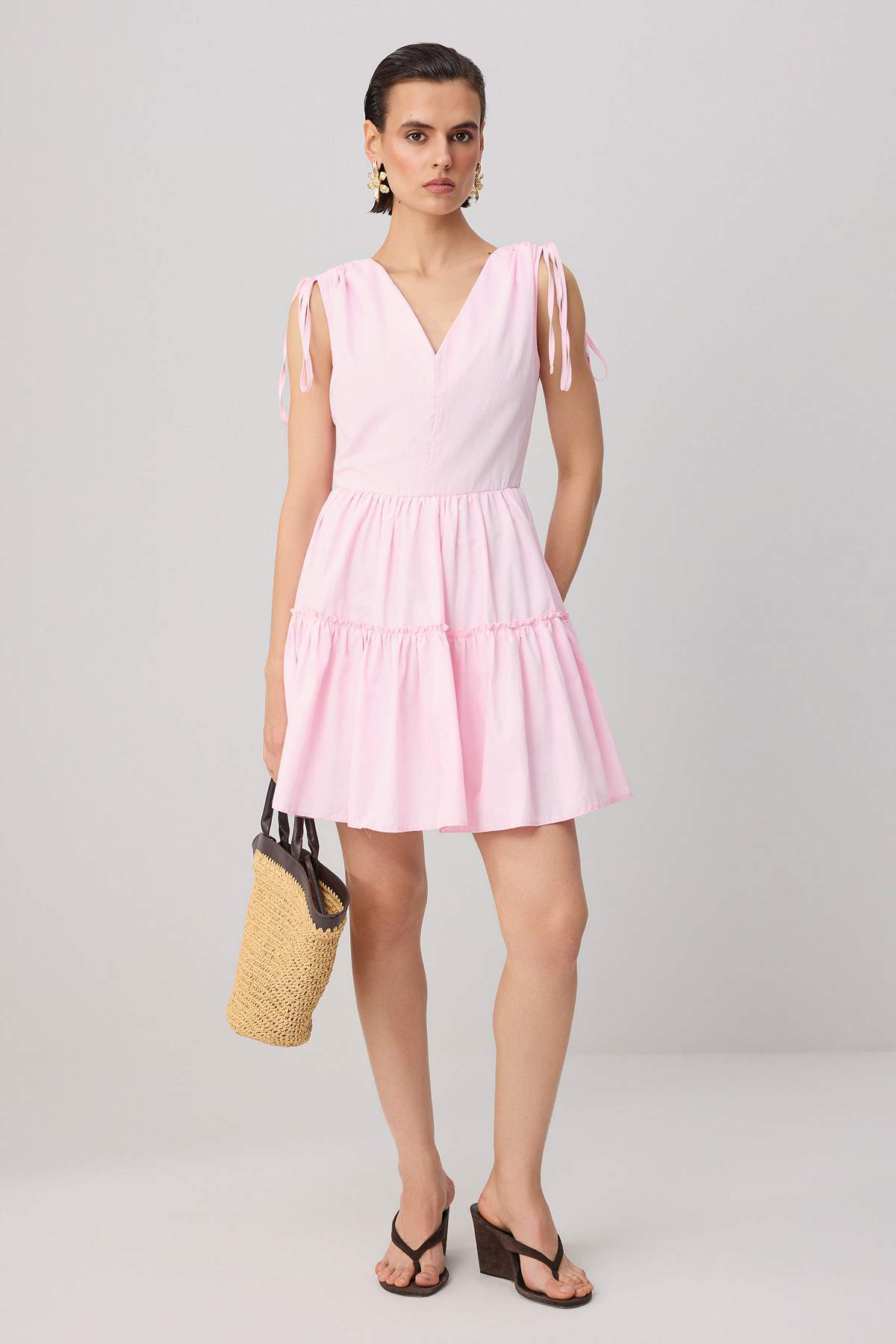 Trendyolmilla Pembe A-Kesim/Çan Form Kısa / Mini Dokuma Elbise TWOSS26EL00829