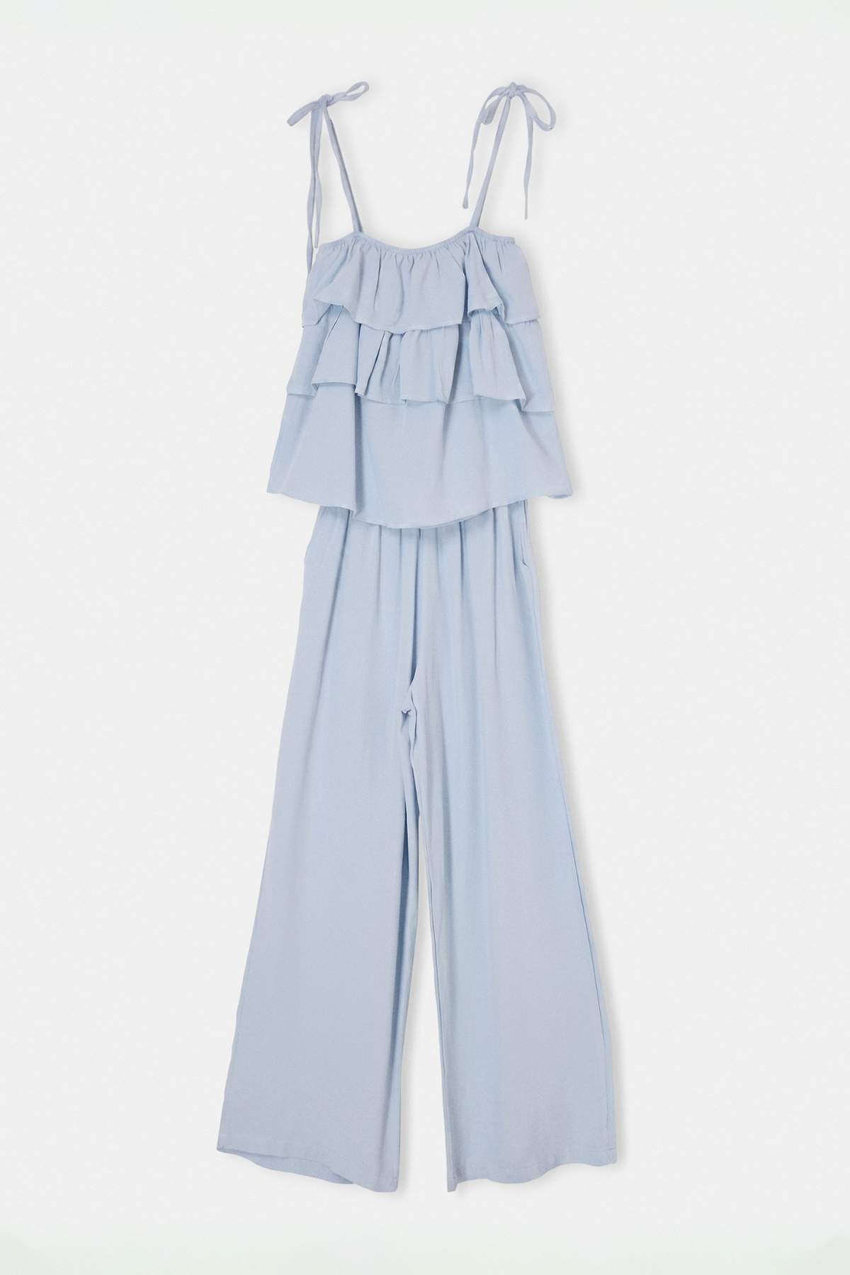 Drop by Trendyolmilla Askılı Katlı Bluz geniş paça Pantolonlu Takım