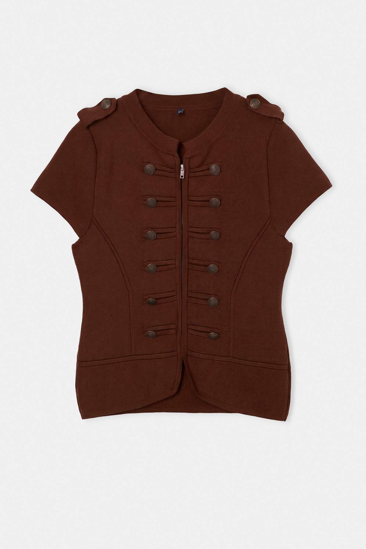 Trendyolmilla Kahverengi Süslü Düğme Triko Bluz TWOSS26BZ01104
