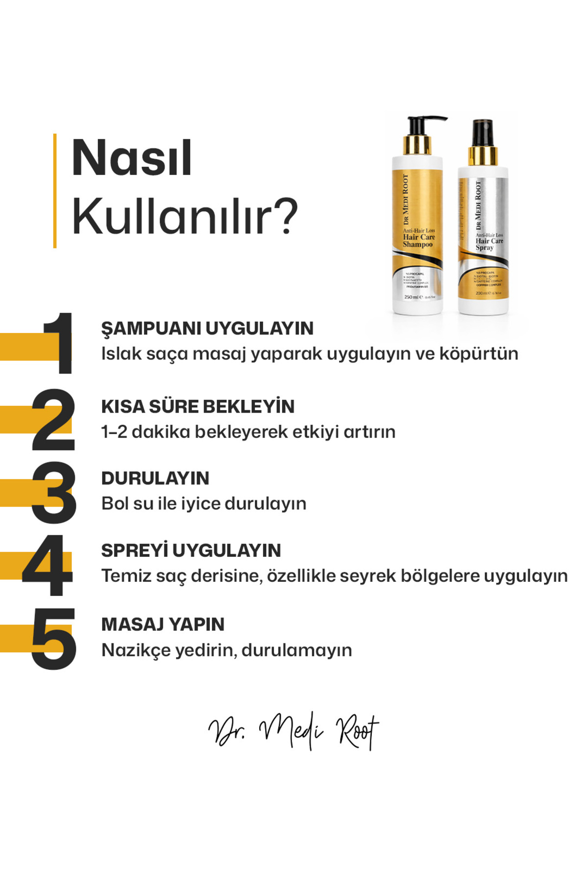 Anti-Hair Loss Saç Bakım Seti Kök Destekleyici Şampuan & Sprey — Medi001 — تصویر 6 از 8