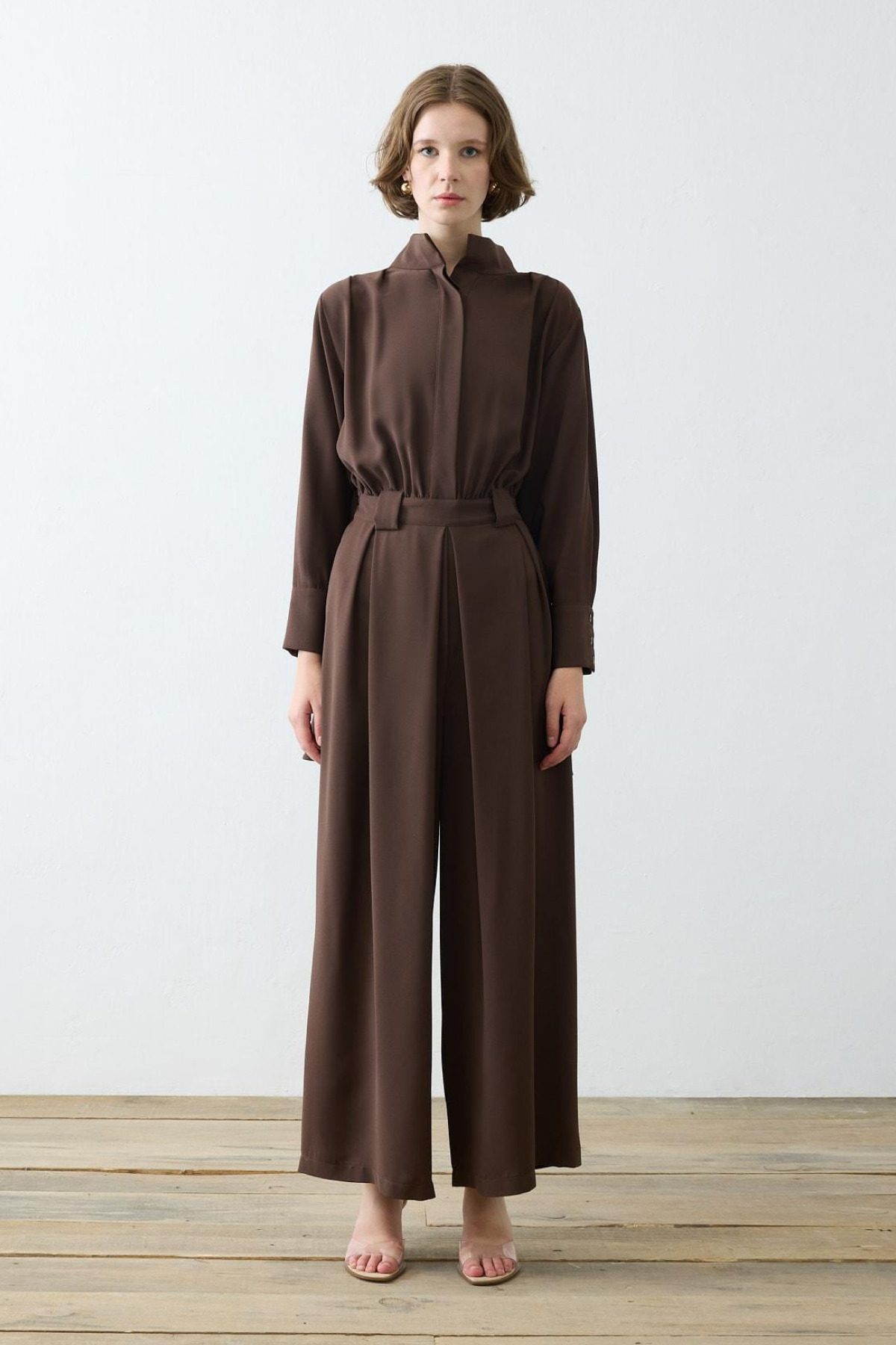 MONİCA CREPE JUMPSUIT - DARK BROWN