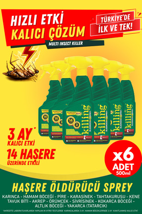 Killing Max Sprey 6’lı Eko Set – Böcek İlacı 14 Haşereye Etkili, Karınca 3 Ay...