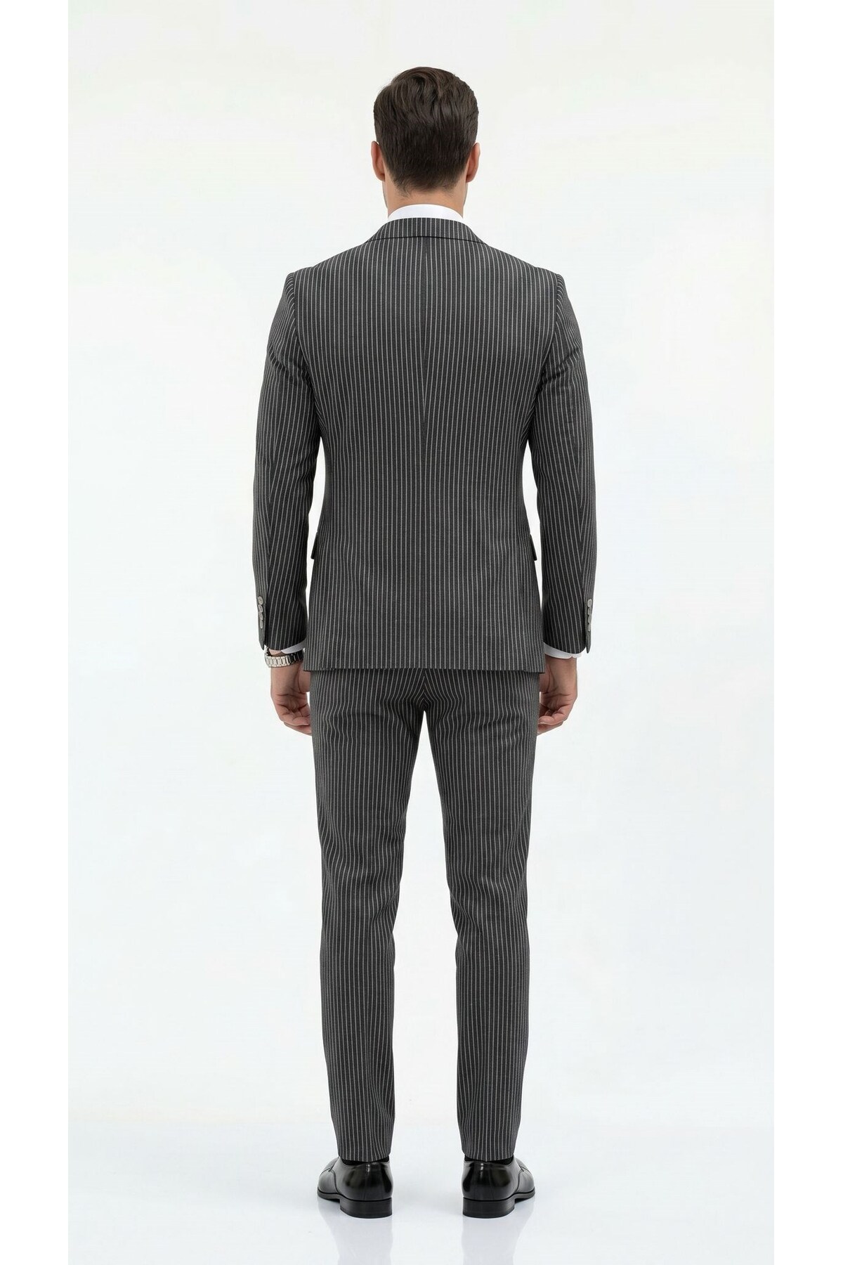 İtalyan Kesim Kruvaze Takım Elbise – Modern Slim Fit – Çizgili Kumaş Detaylı — سرمه‌ای PRA-13343985-802781 — تصویر 7 از 7