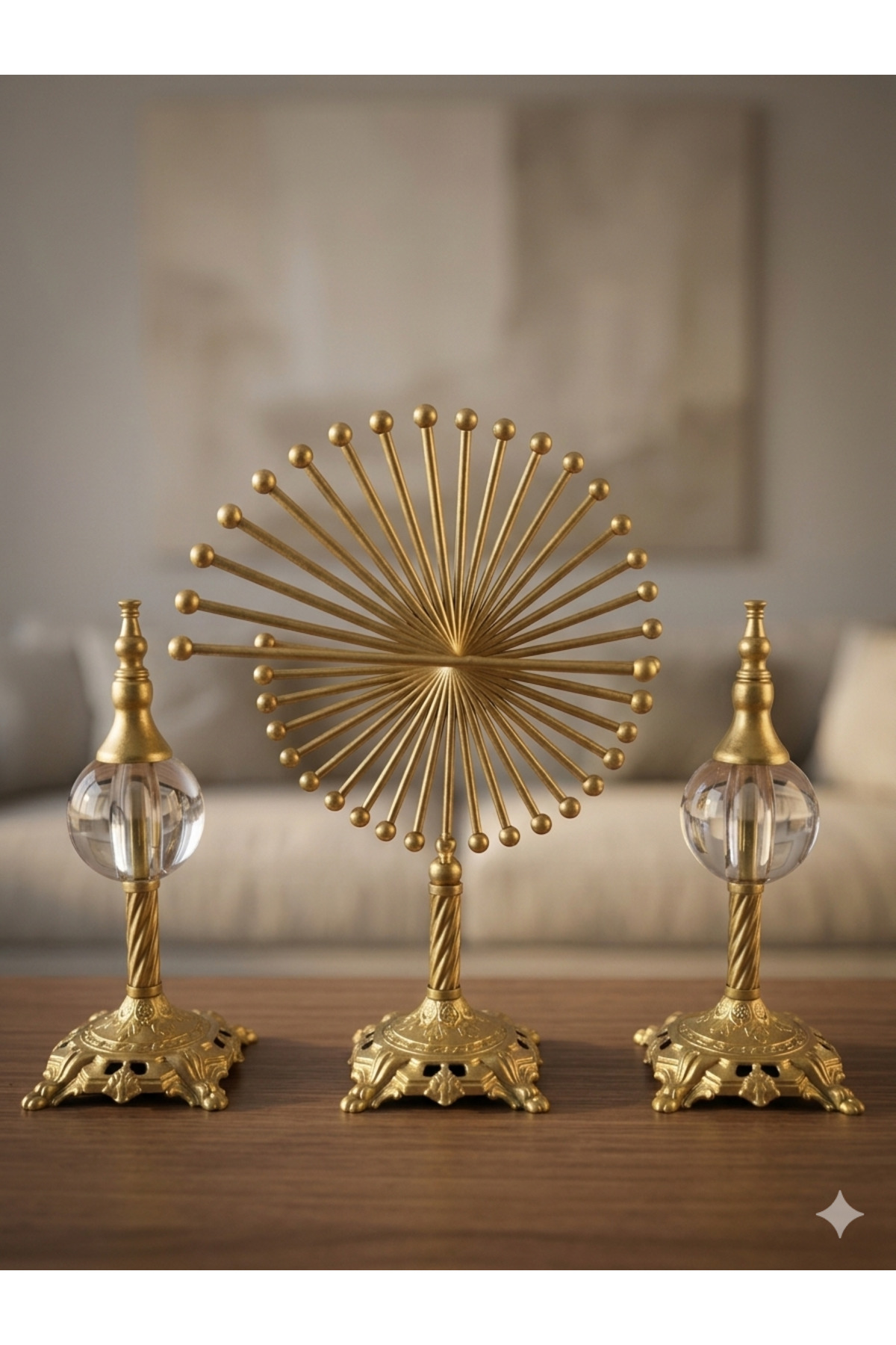 3-Piece Luxury and matte gold detail Golden Spiral set Table Decor - Decorative Accessory with Modern Design